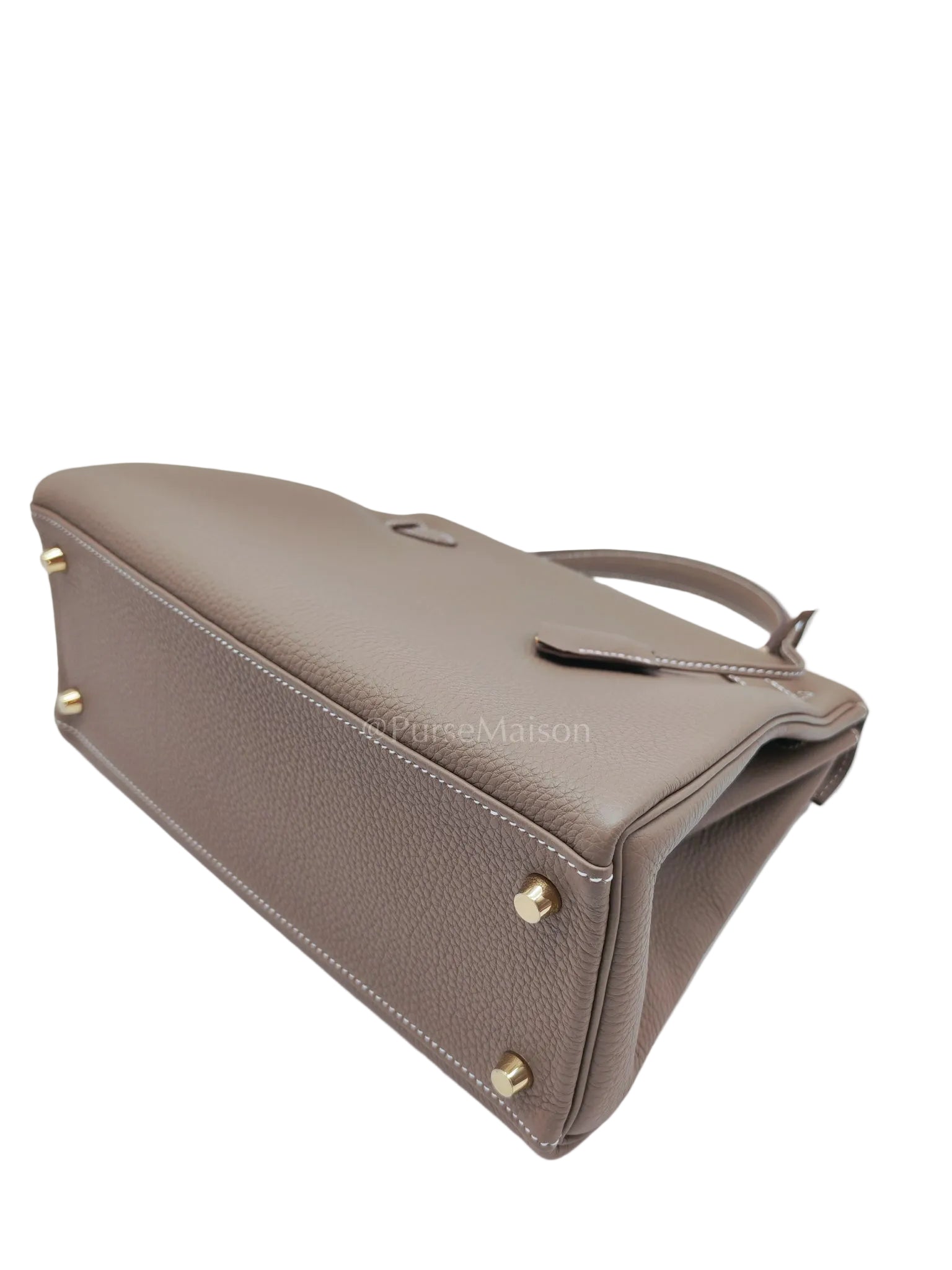 Kelly 28 Retourne in Etoupe Togo Leather and Gold Hardware Stamp U (2022) | Purse Maison Luxury Bags Shop