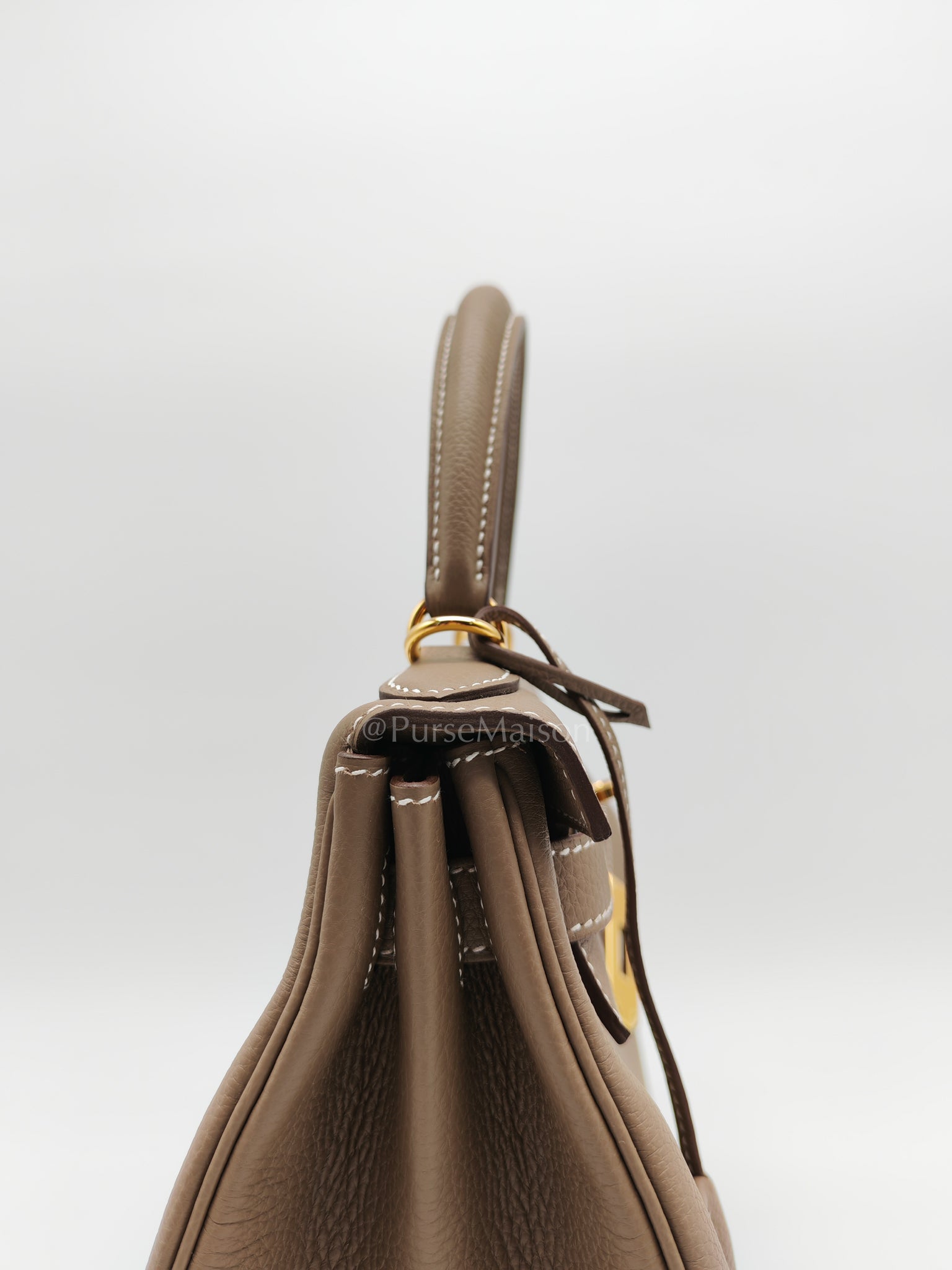 Kelly 28 Retourne in Etoupe Togo Leather and Gold Hardware Stamp U (2022) | Purse Maison Luxury Bags Shop