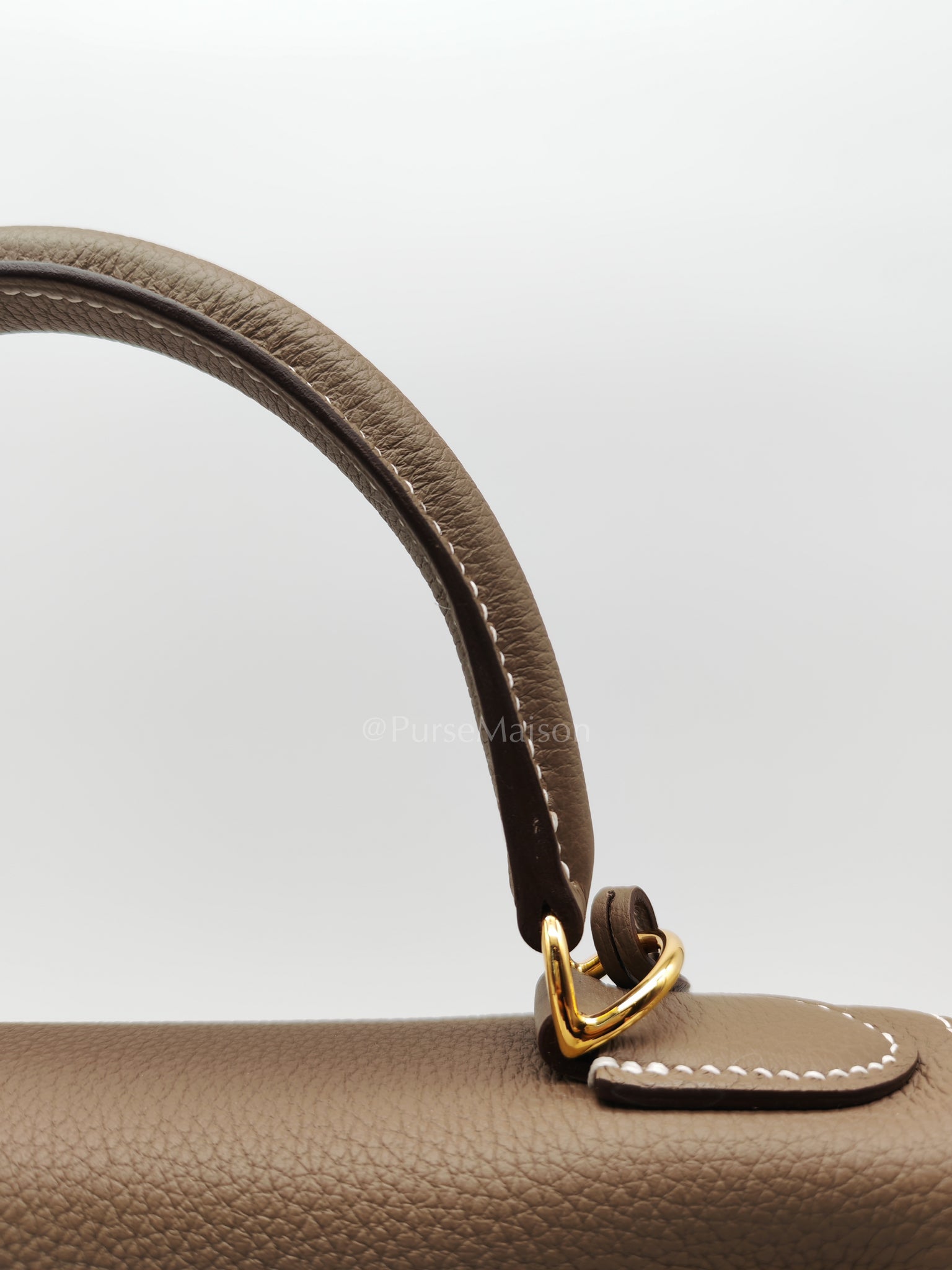 Kelly 28 Retourne in Etoupe Togo Leather and Gold Hardware Stamp U (2022) | Purse Maison Luxury Bags Shop