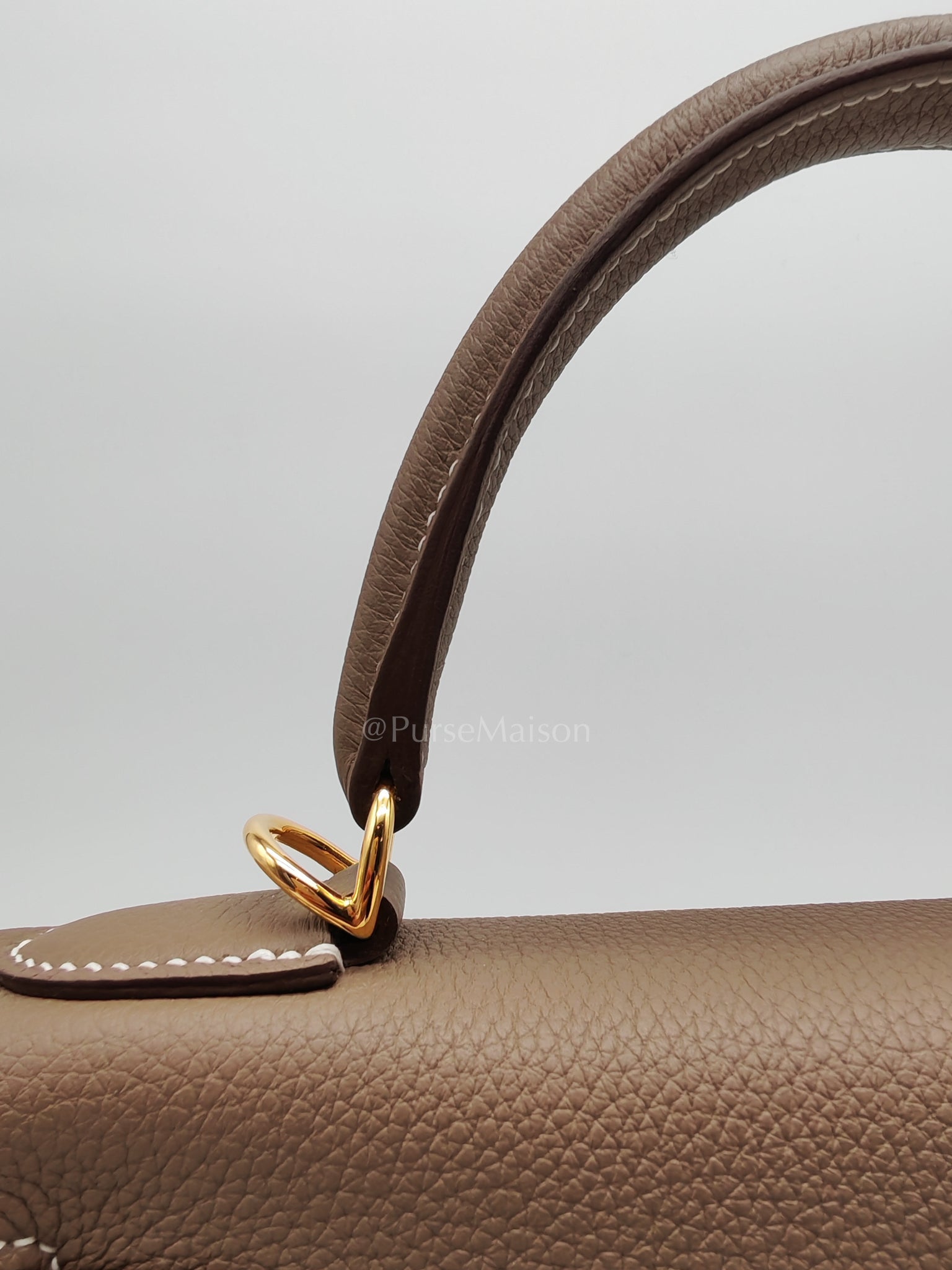 Kelly 28 Retourne in Etoupe Togo Leather and Gold Hardware Stamp U (2022) | Purse Maison Luxury Bags Shop