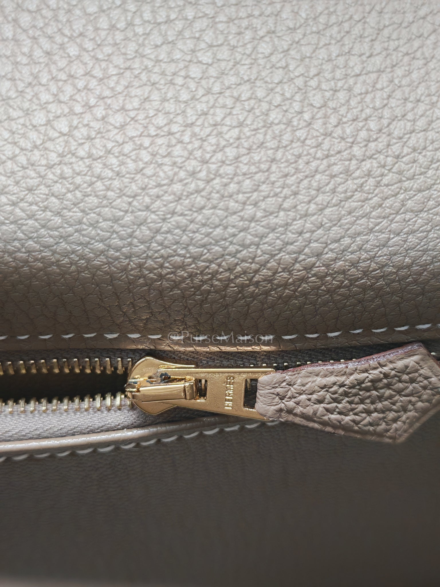 Kelly 28 Retourne in Etoupe Togo Leather and Gold Hardware Stamp U (2022) | Purse Maison Luxury Bags Shop
