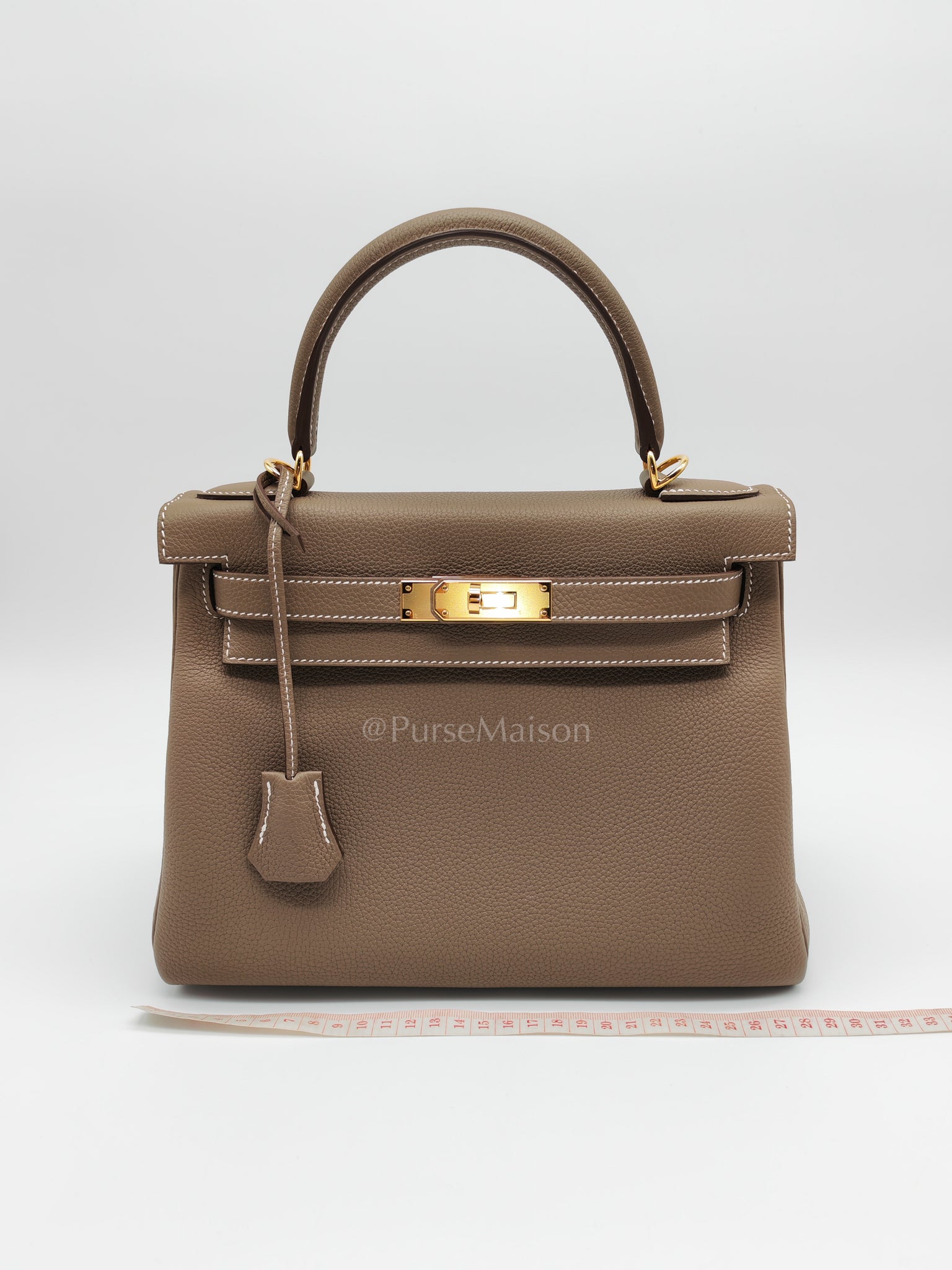 Kelly 28 Retourne in Etoupe Togo Leather and Gold Hardware Stamp U (2022) | Purse Maison Luxury Bags Shop