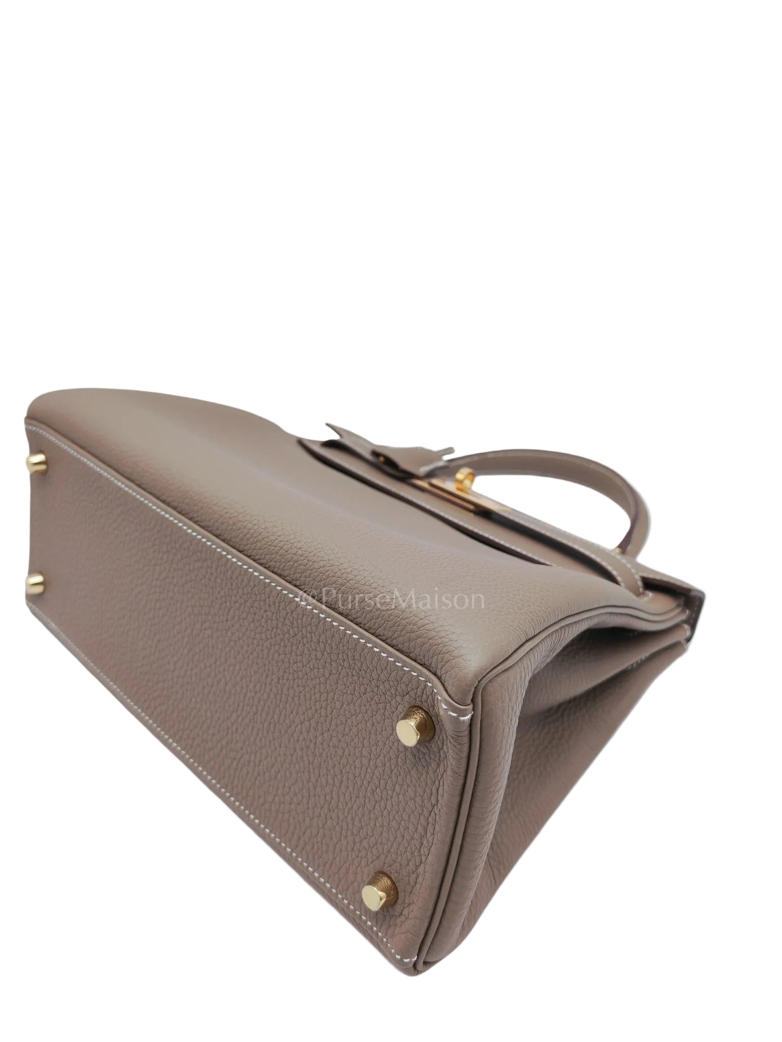 Kelly 28 Retourne in Etoupe Togo Leather and Gold Hardware Stamp U (2022) | Purse Maison Luxury Bags Shop
