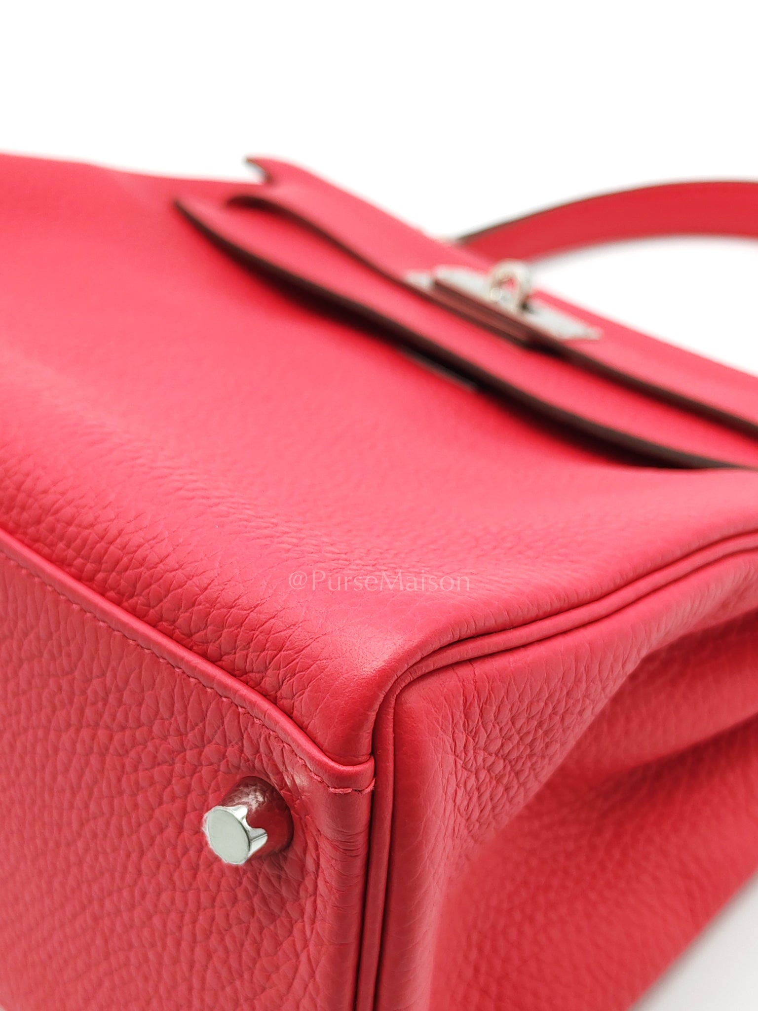 Kelly 28 Retourne in Rose Extreme Clemence in Palladium Hardware Stamp D (2019) | Purse Maison Luxury Bags Shop