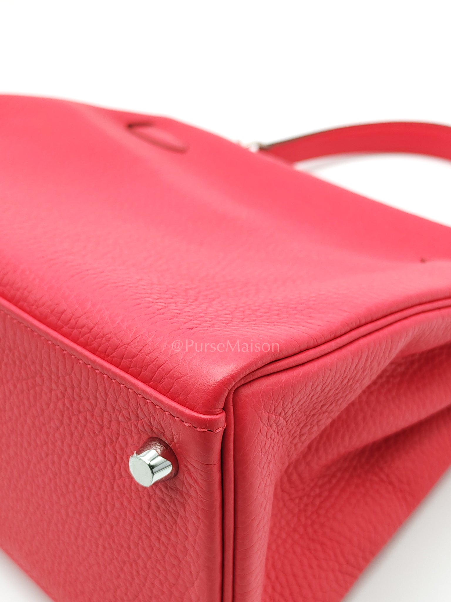 Kelly 28 Retourne in Rose Extreme Clemence in Palladium Hardware Stamp D (2019) | Purse Maison Luxury Bags Shop