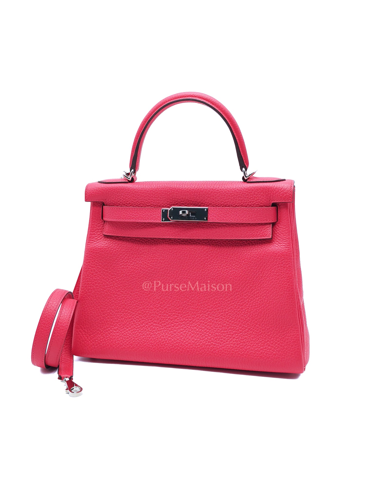Kelly 28 Retourne in Rose Extreme Clemence in Palladium Hardware Stamp D (2019) | Purse Maison Luxury Bags Shop
