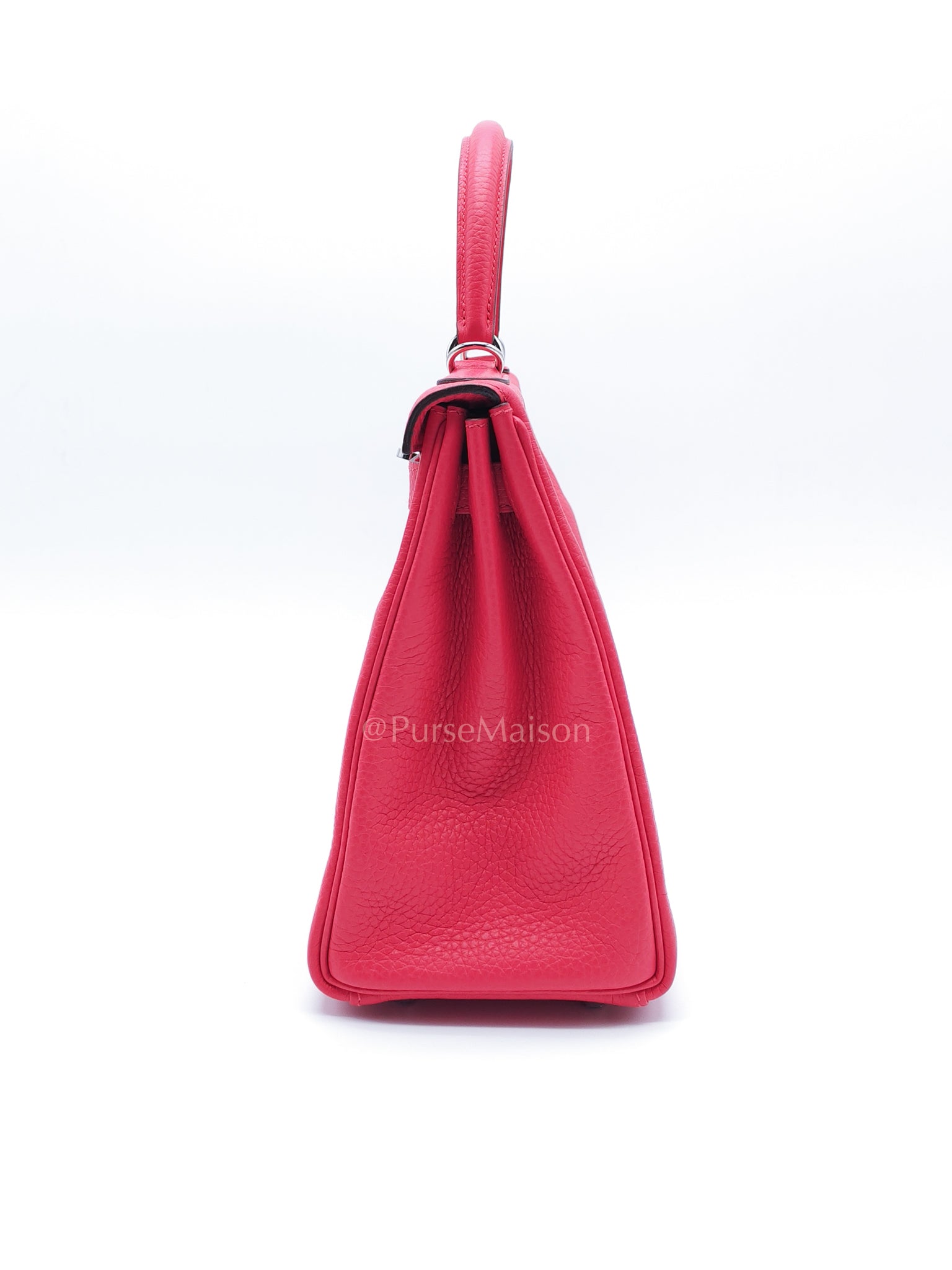 Kelly 28 Retourne in Rose Extreme Clemence in Palladium Hardware Stamp D (2019) | Purse Maison Luxury Bags Shop