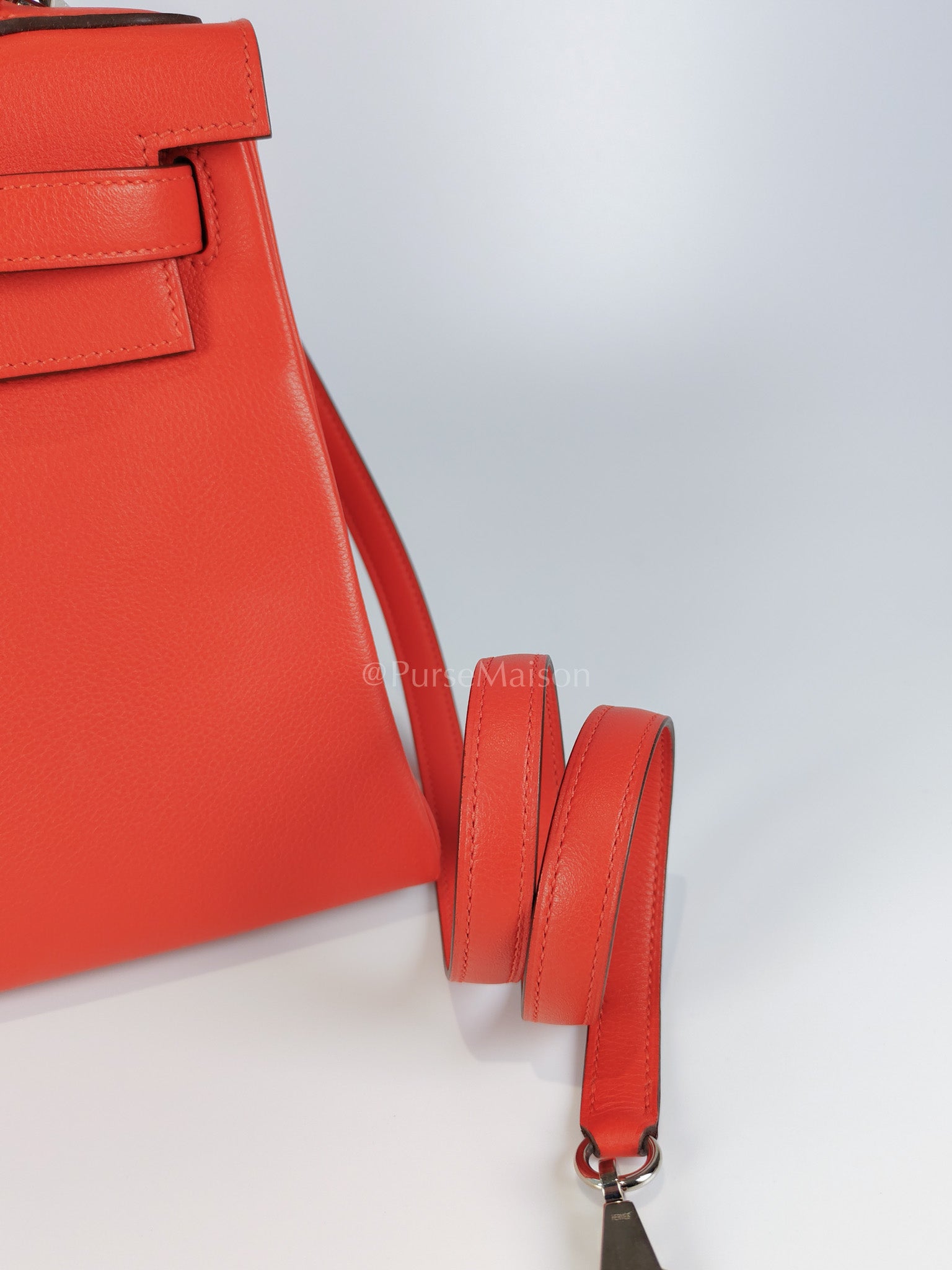 Kelly 28 Retourne in Rouge Tomate Evercolor in Palladium Hardware Stamp X (2016) | Purse Maison Luxury Bags Shop