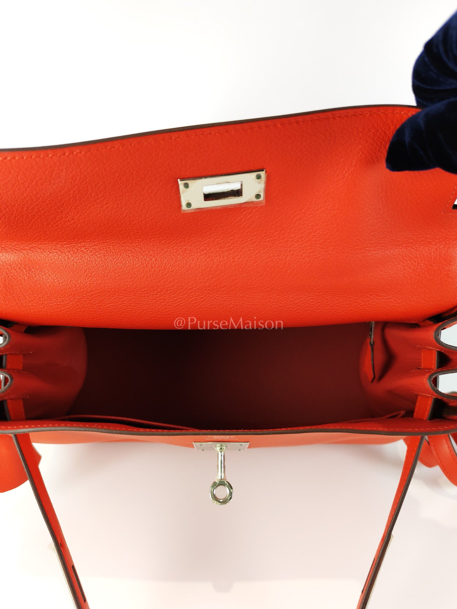 Kelly 28 Retourne in Rouge Tomate Evercolor in Palladium Hardware Stamp X (2016) | Purse Maison Luxury Bags Shop