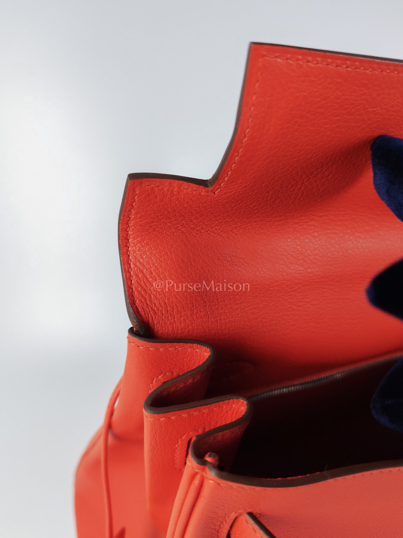 Kelly 28 Retourne in Rouge Tomate Evercolor in Palladium Hardware Stamp X (2016) | Purse Maison Luxury Bags Shop