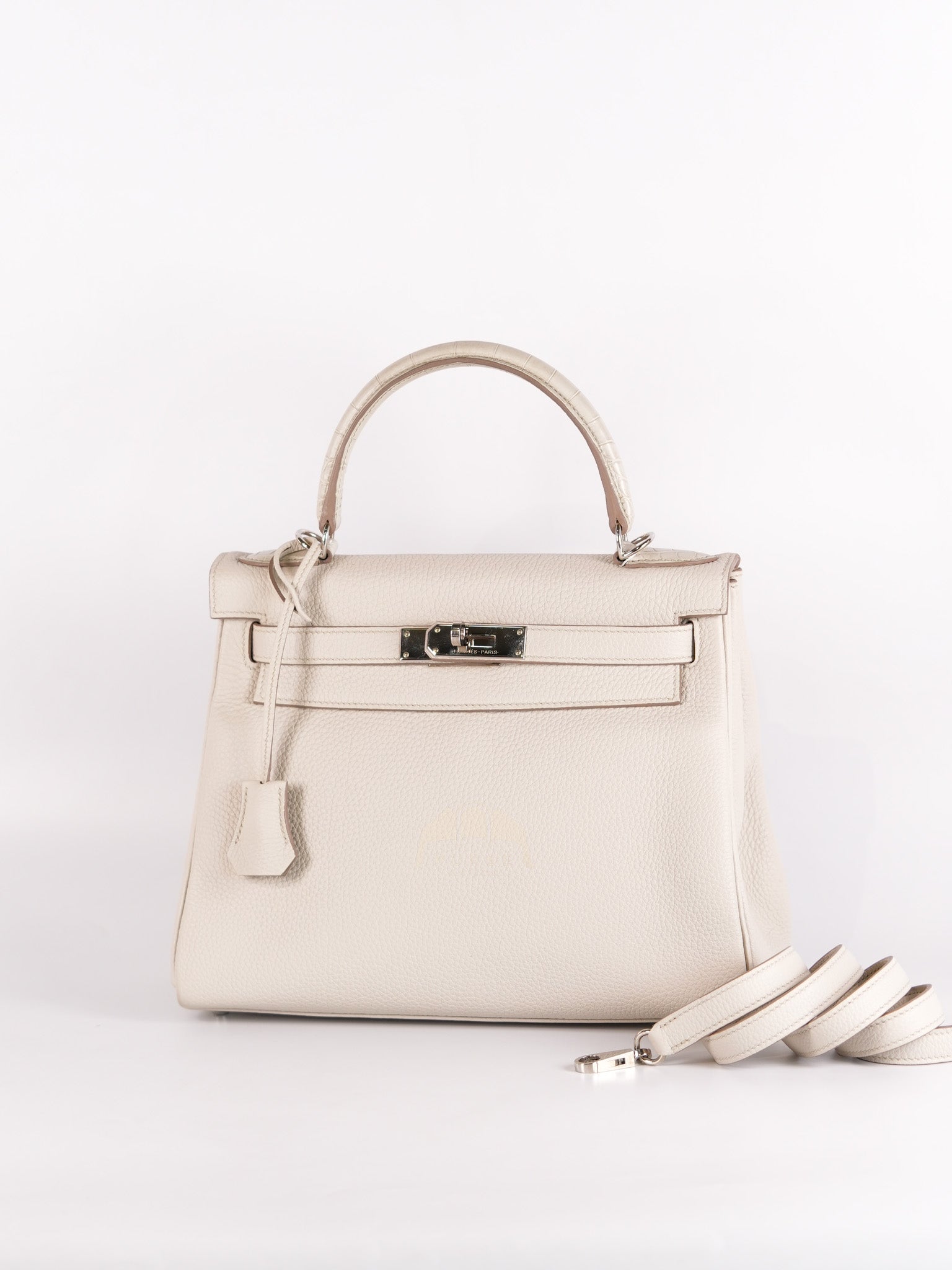 Kelly 28 Retourne Touch Beton Togo Leather in Palladium Hardware Stamp C (2018) | Purse Maison Luxury Bags Shop