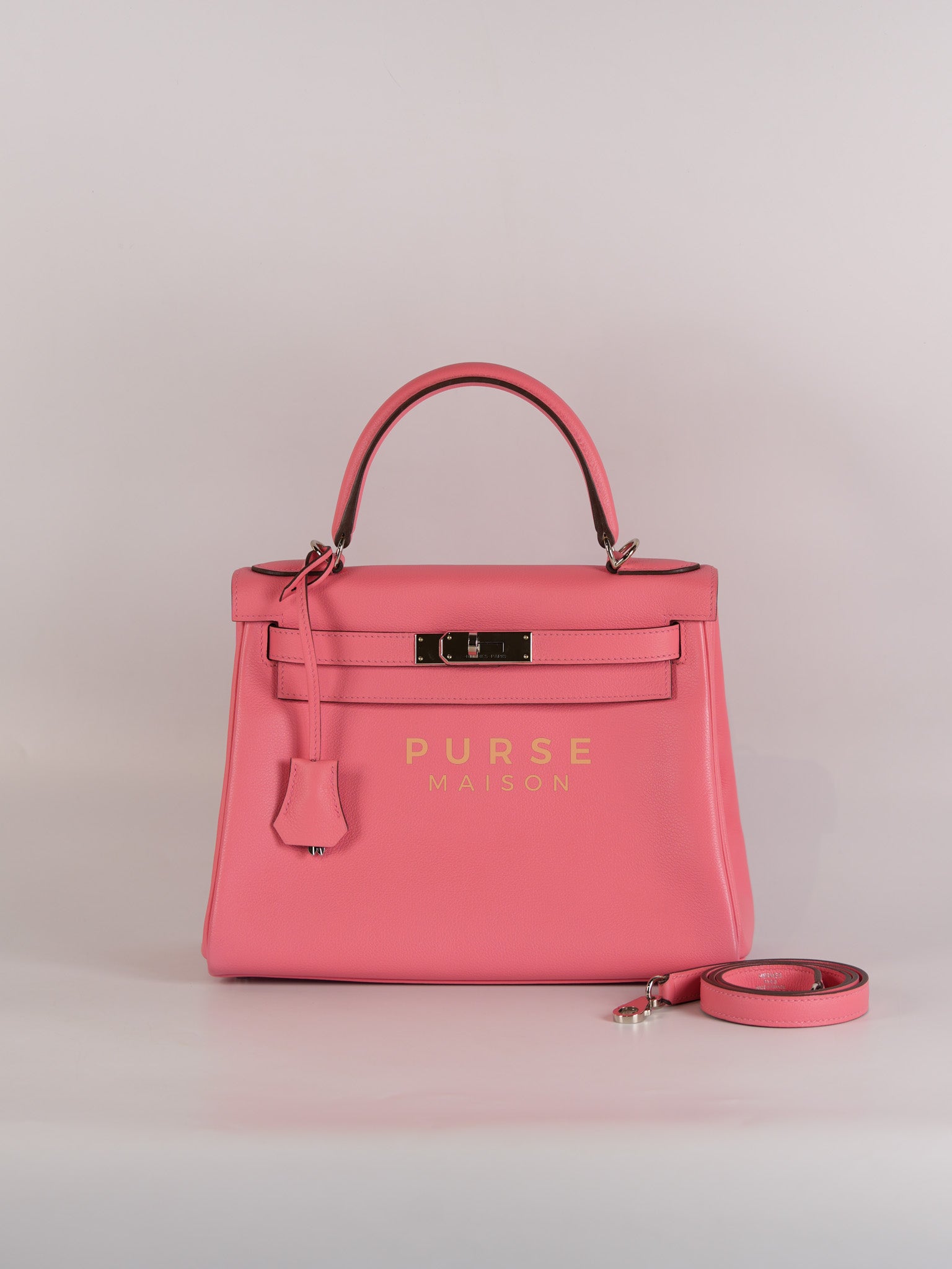 Kelly 28 Rose Ete Evercolor Togo Leather & Palladium Hardware Stamp Y (2020) | Purse Maison Luxury Bags Shop