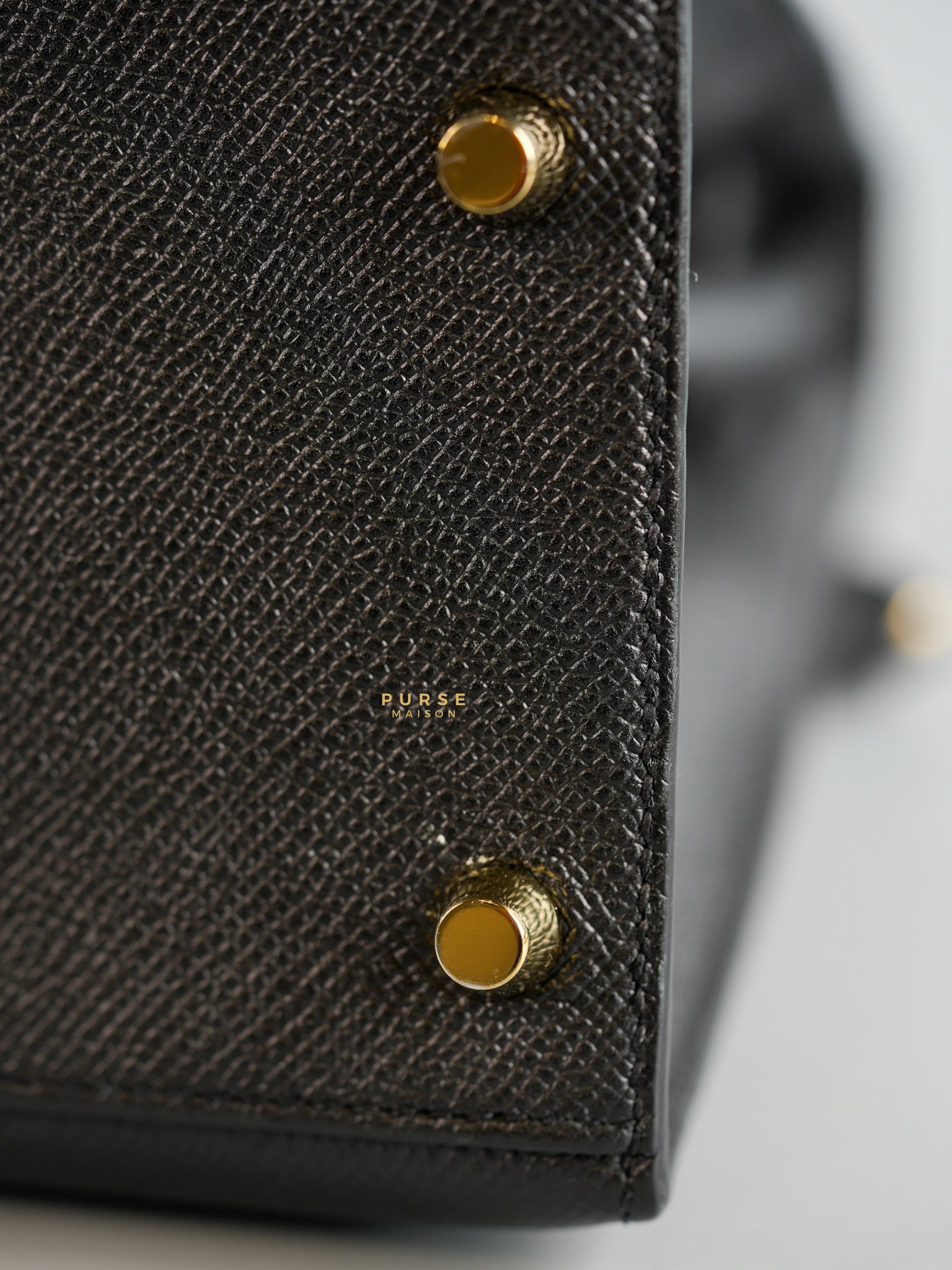 Kelly 28 Sellier Black in Epsom Leather and Gold Hardware Stamp X (2016) | Purse Maison Luxury Bags Shop