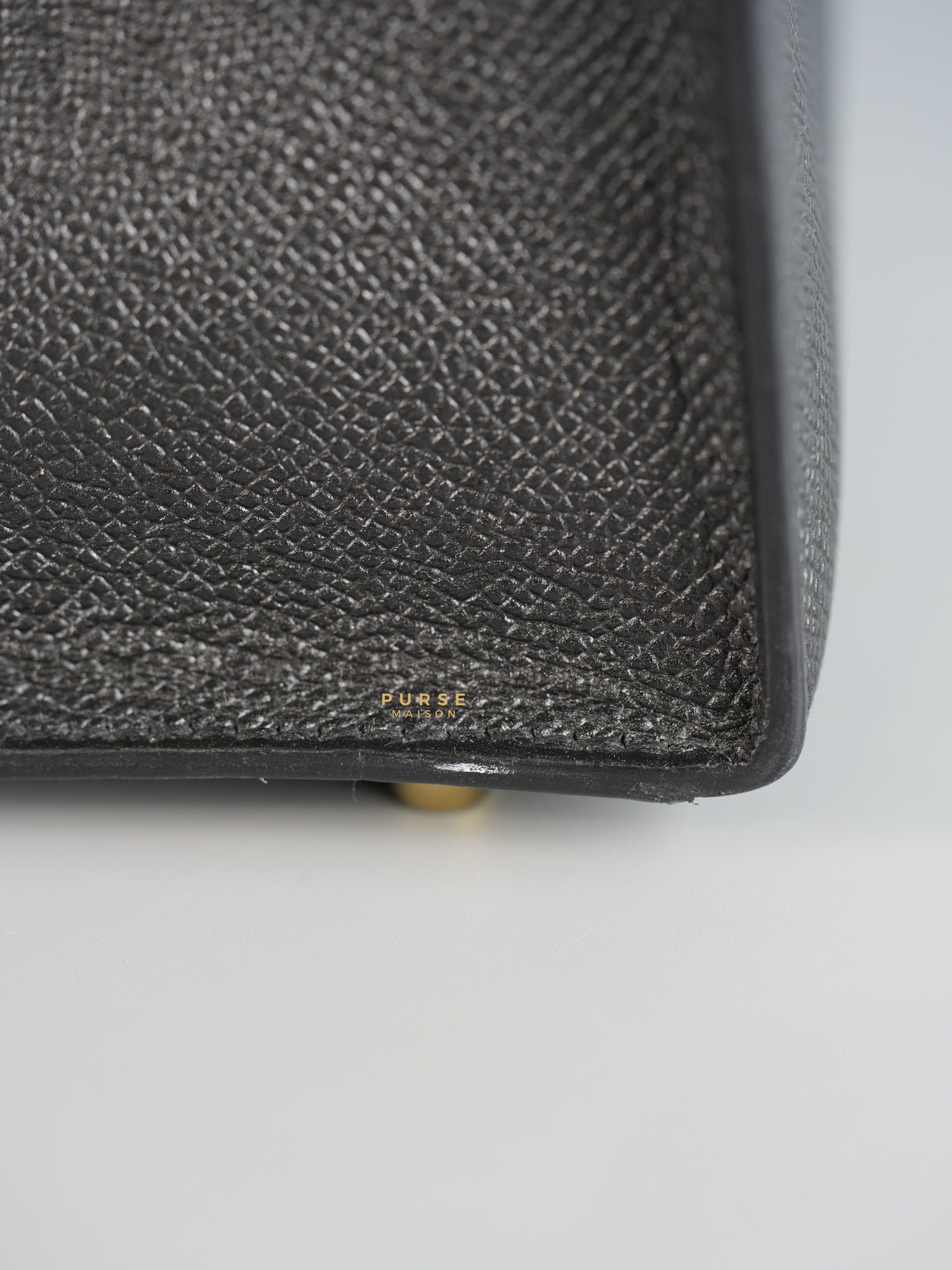 Kelly 28 Sellier Black in Epsom Leather and Gold Hardware Stamp X (2016) | Purse Maison Luxury Bags Shop