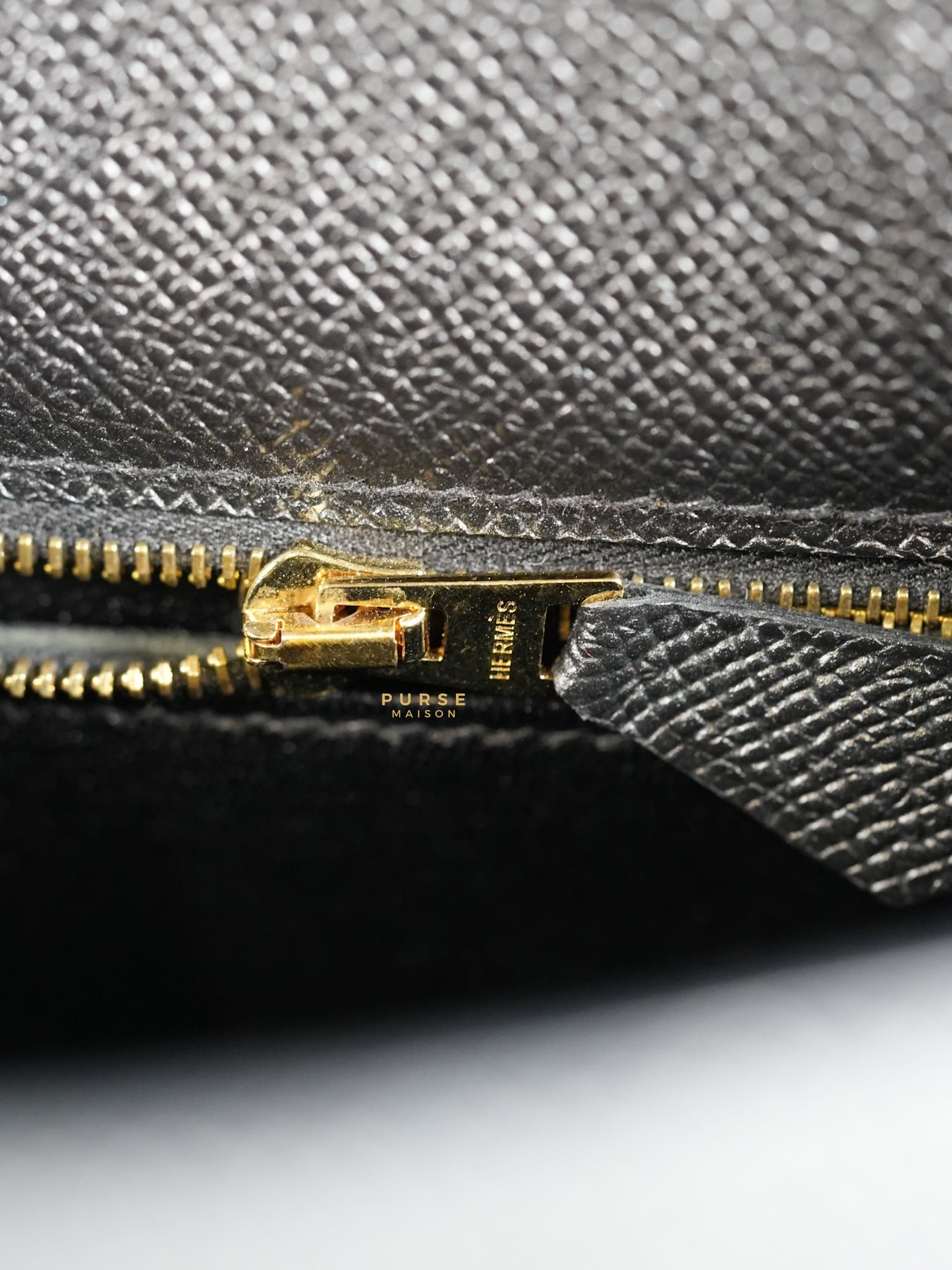 Kelly 28 Sellier Black in Epsom Leather and Gold Hardware Stamp X (2016) | Purse Maison Luxury Bags Shop