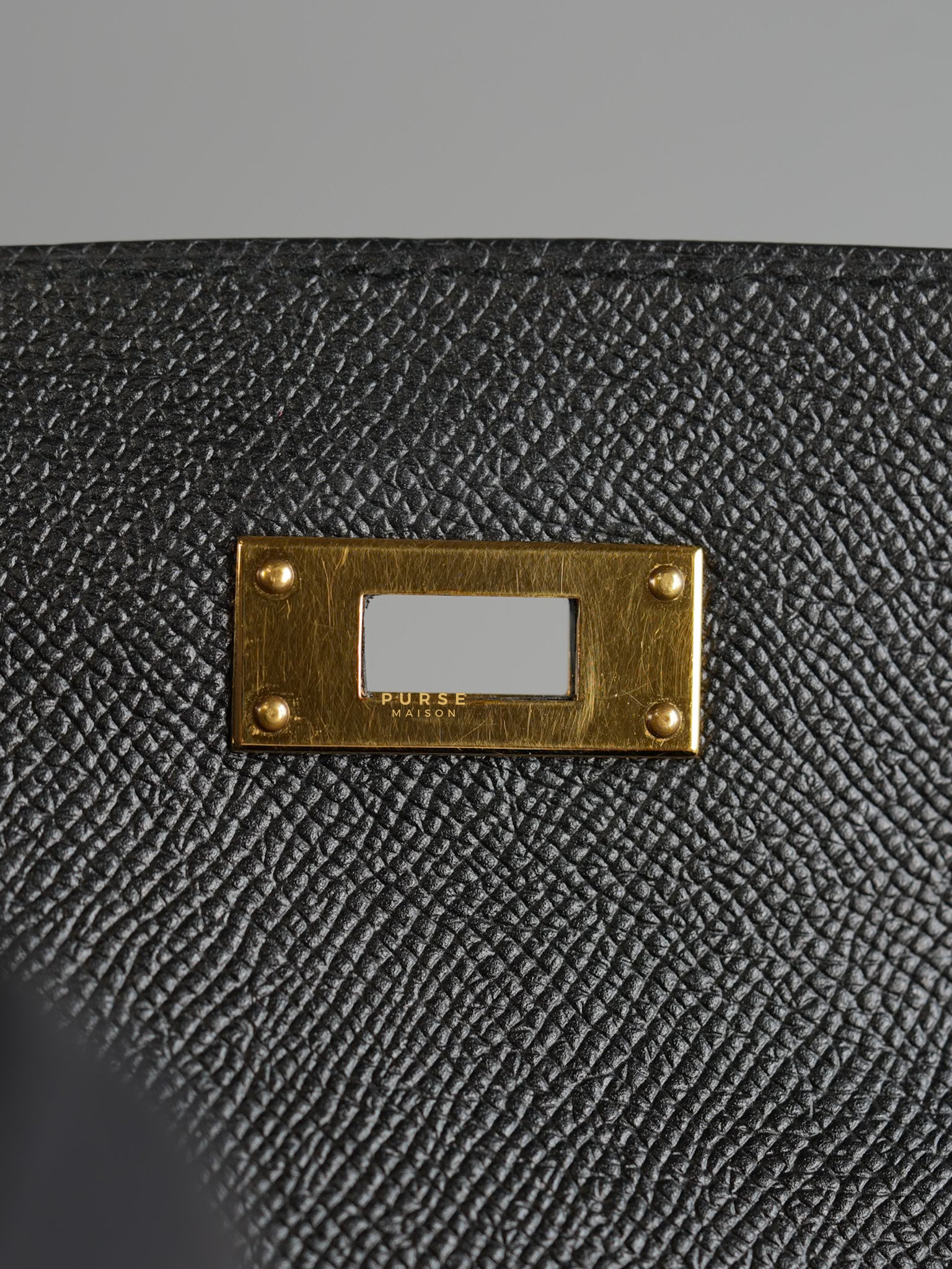 Kelly 28 Sellier Black in Epsom Leather and Gold Hardware Stamp X (2016) | Purse Maison Luxury Bags Shop