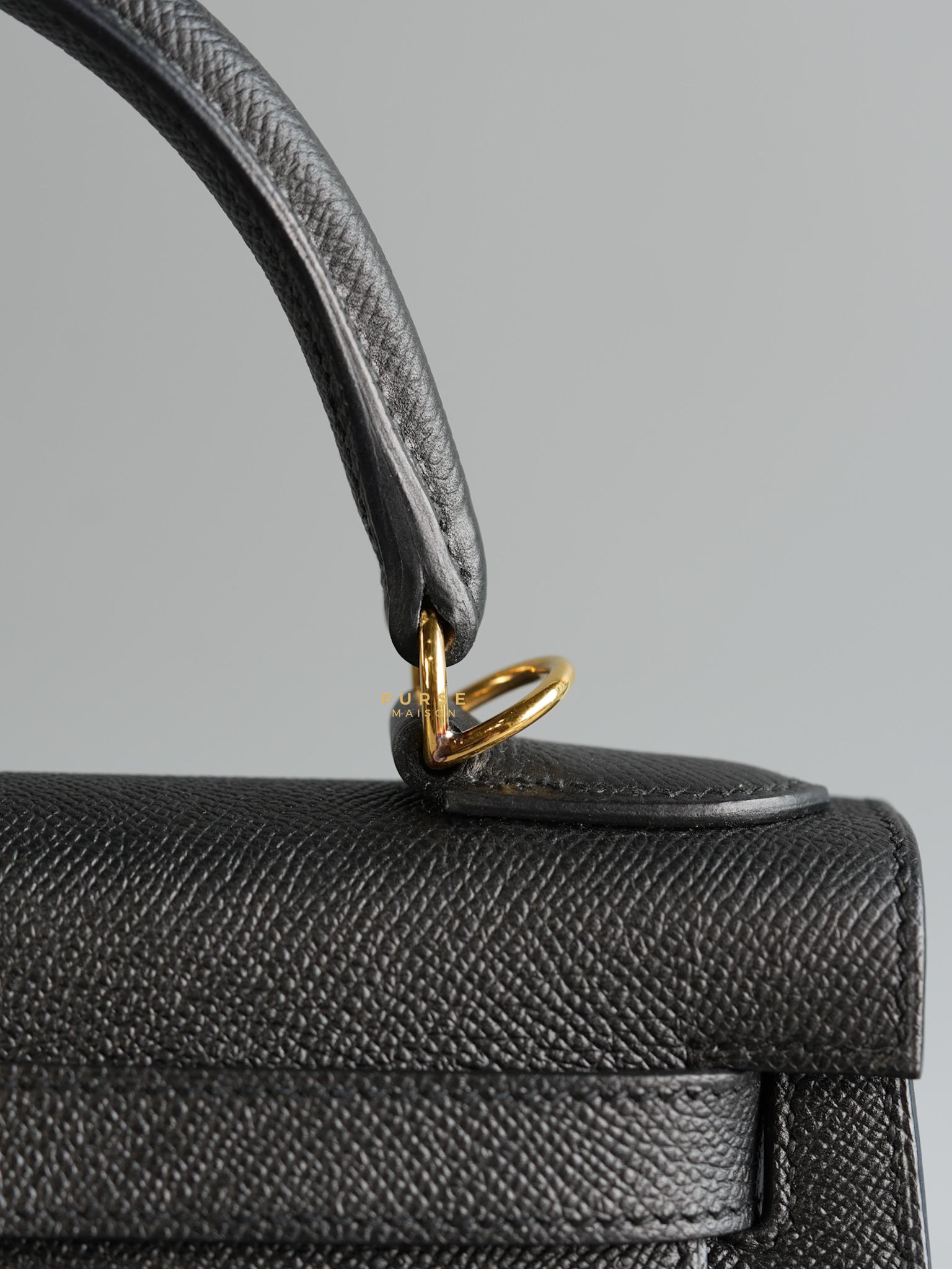 Kelly 28 Sellier Black in Epsom Leather and Gold Hardware Stamp X (2016) | Purse Maison Luxury Bags Shop
