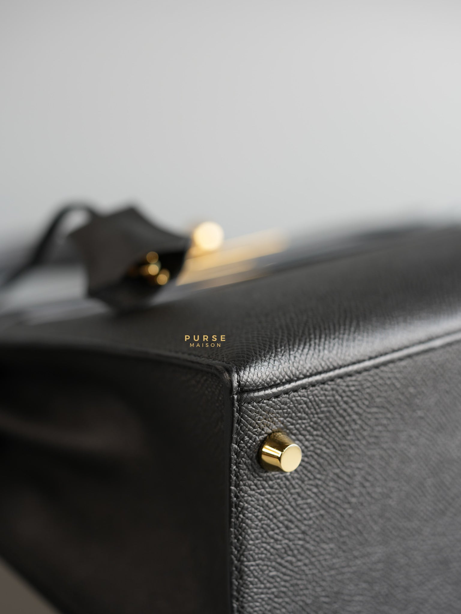 Kelly 28 Sellier Black in Epsom Leather and Gold Hardware Stamp X (2016) | Purse Maison Luxury Bags Shop