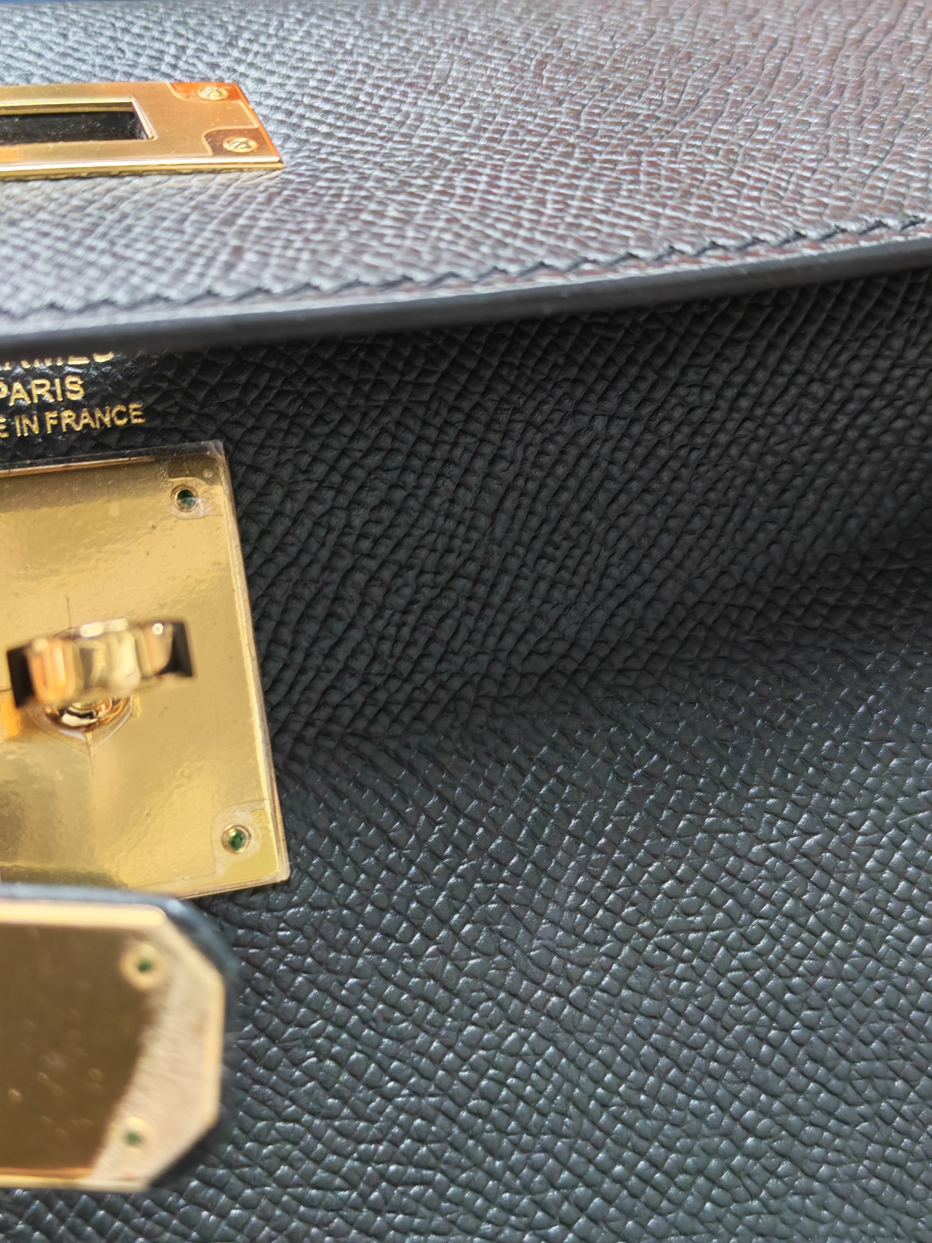 Kelly 28 Sellier in Black Epsom Leather and Gold Hardware Stamp A (2017) | Purse Maison Luxury Bags Shop