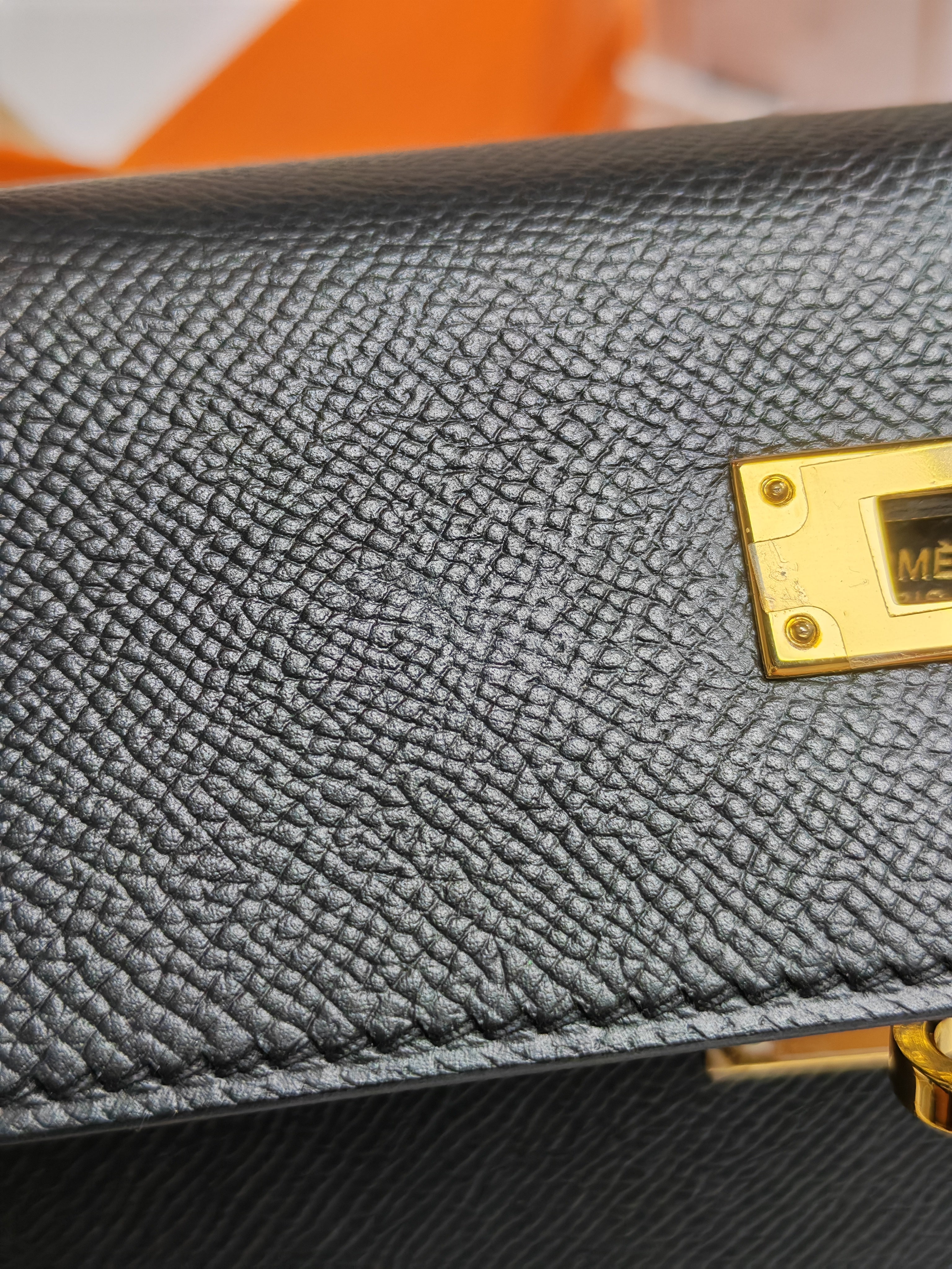 Kelly 28 Sellier in Black Epsom Leather and Gold Hardware Stamp A (2017) | Purse Maison Luxury Bags Shop