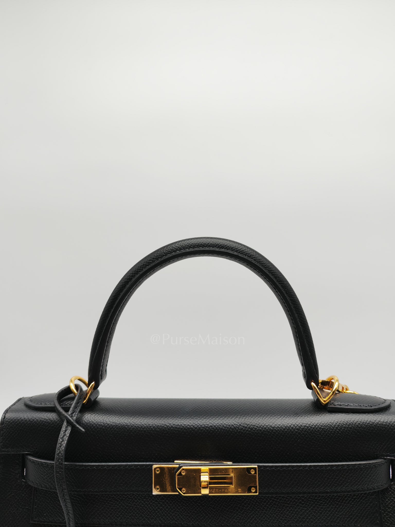 Kelly 28 Sellier in Black Epsom Leather and Gold Hardware Stamp A (2017) | Purse Maison Luxury Bags Shop