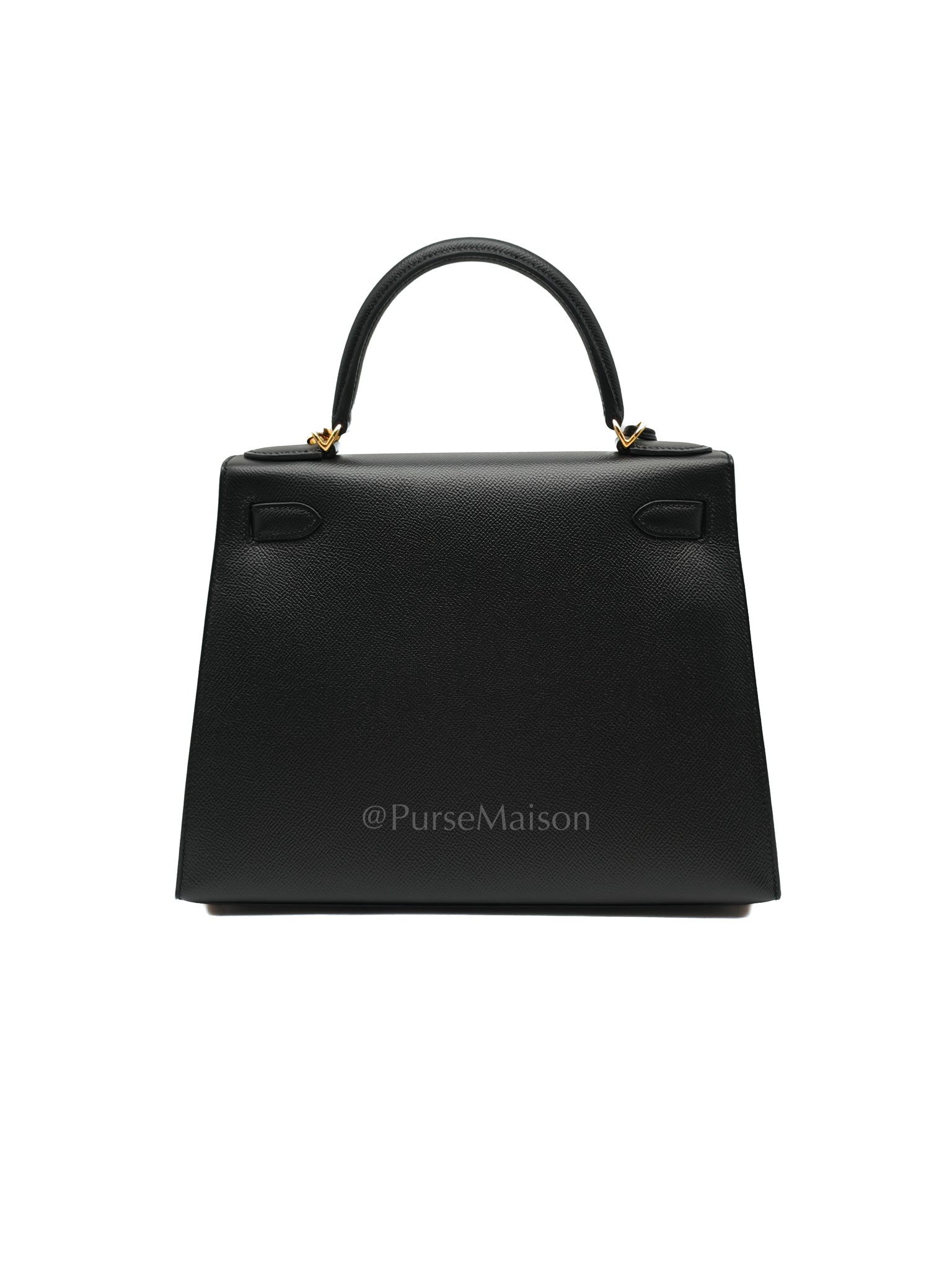 Kelly 28 Sellier in Black Epsom Leather and Gold Hardware Stamp A (2017) | Purse Maison Luxury Bags Shop