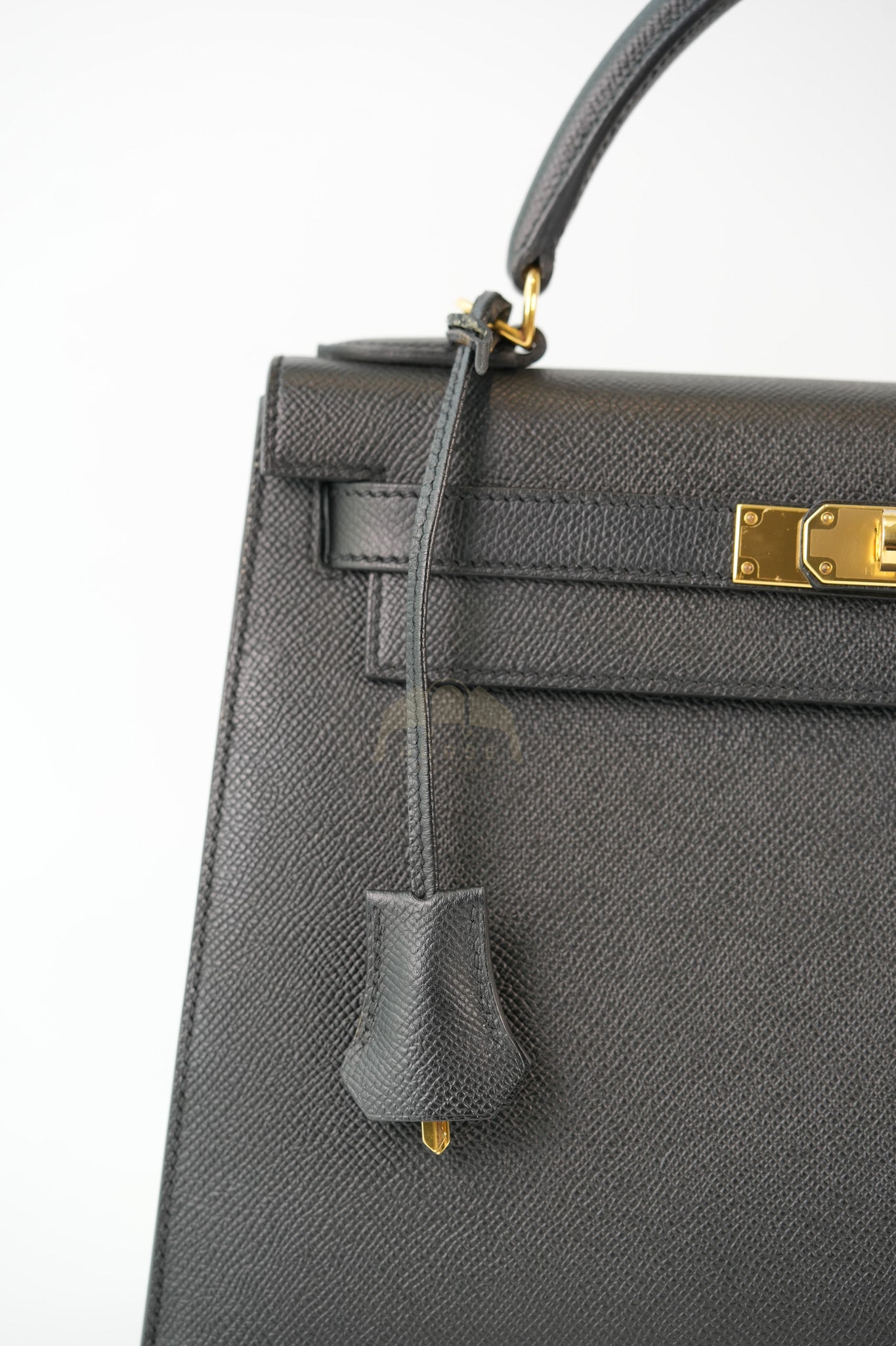Kelly 28 Sellier in Black Epsom Leather and Gold Hardware Stamp C (2018) | Purse Maison Luxury Bags Shop