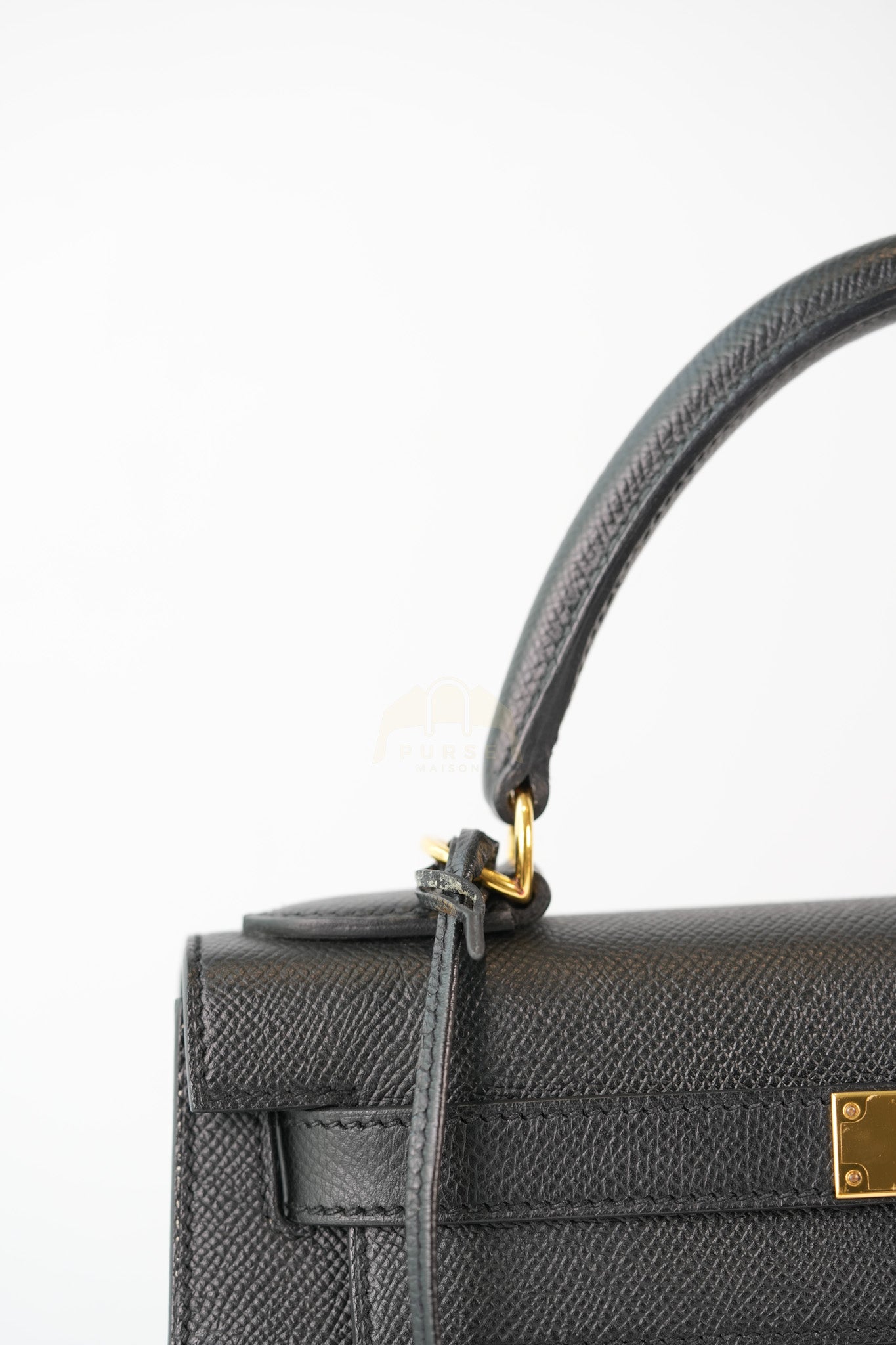 Kelly 28 Sellier in Black Epsom Leather and Gold Hardware Stamp C (2018) | Purse Maison Luxury Bags Shop
