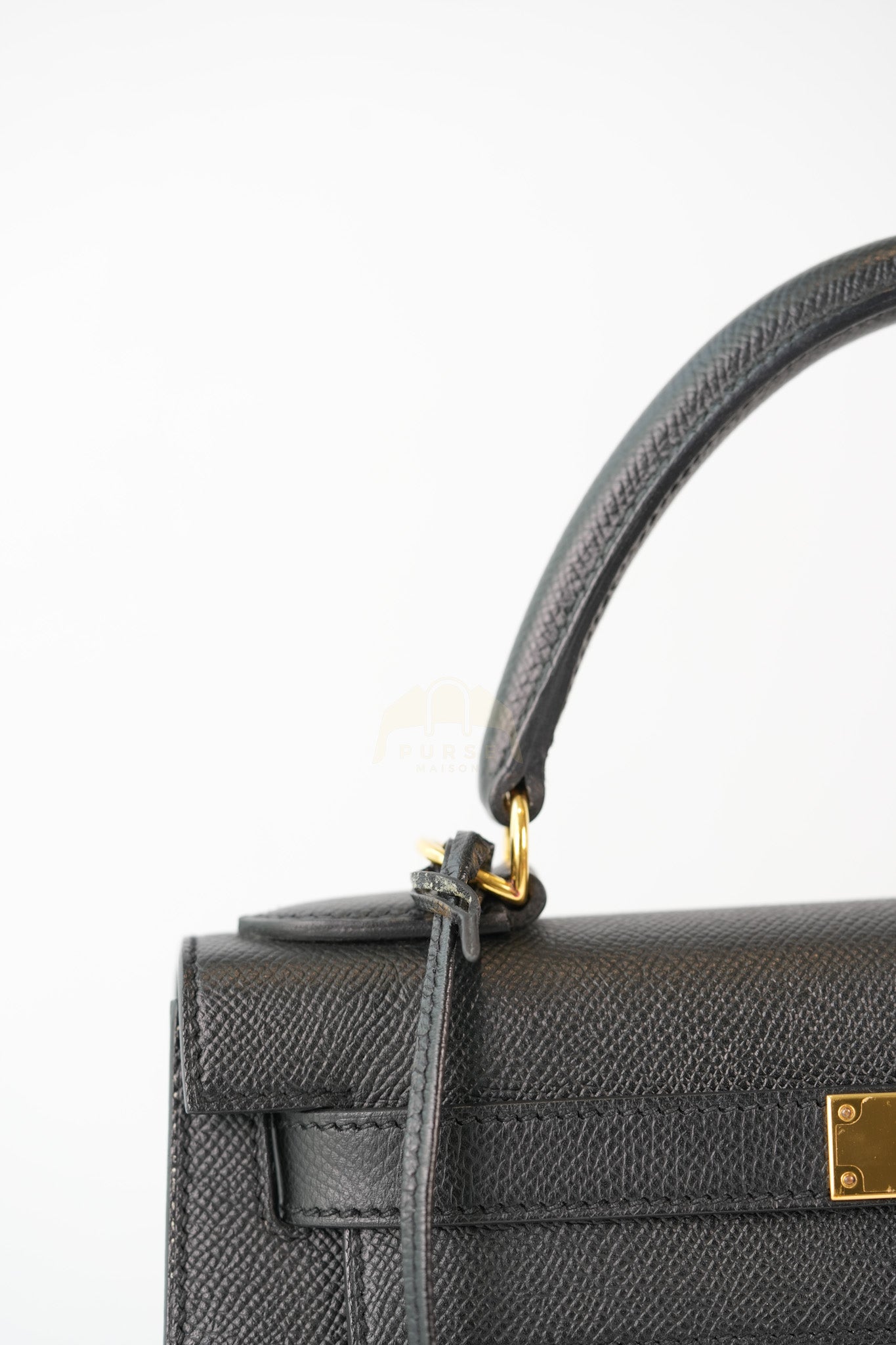 Kelly 28 Sellier in Black Epsom Leather and Gold Hardware Stamp C (2018) | Purse Maison Luxury Bags Shop