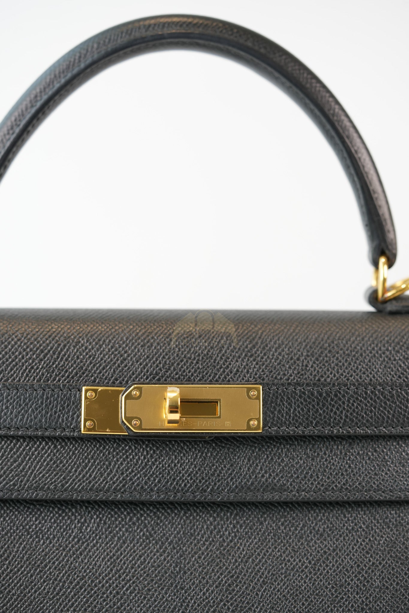 Kelly 28 Sellier in Black Epsom Leather and Gold Hardware Stamp C (2018) | Purse Maison Luxury Bags Shop