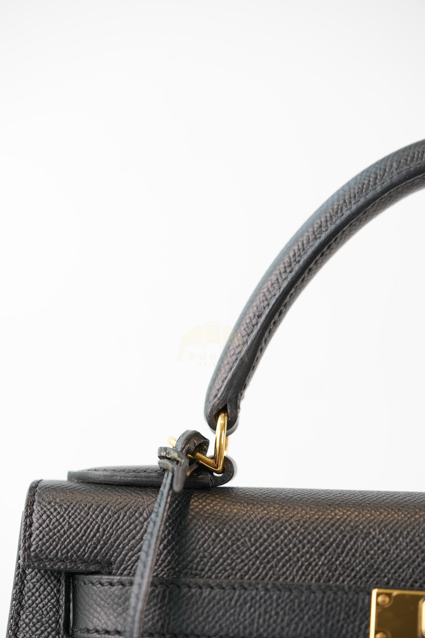 Kelly 28 Sellier in Black Epsom Leather and Gold Hardware Stamp C (2018) | Purse Maison Luxury Bags Shop