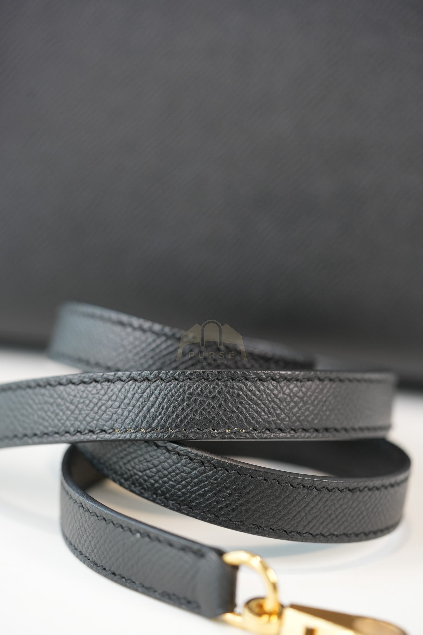 Kelly 28 Sellier in Black Epsom Leather and Gold Hardware Stamp C (2018) | Purse Maison Luxury Bags Shop