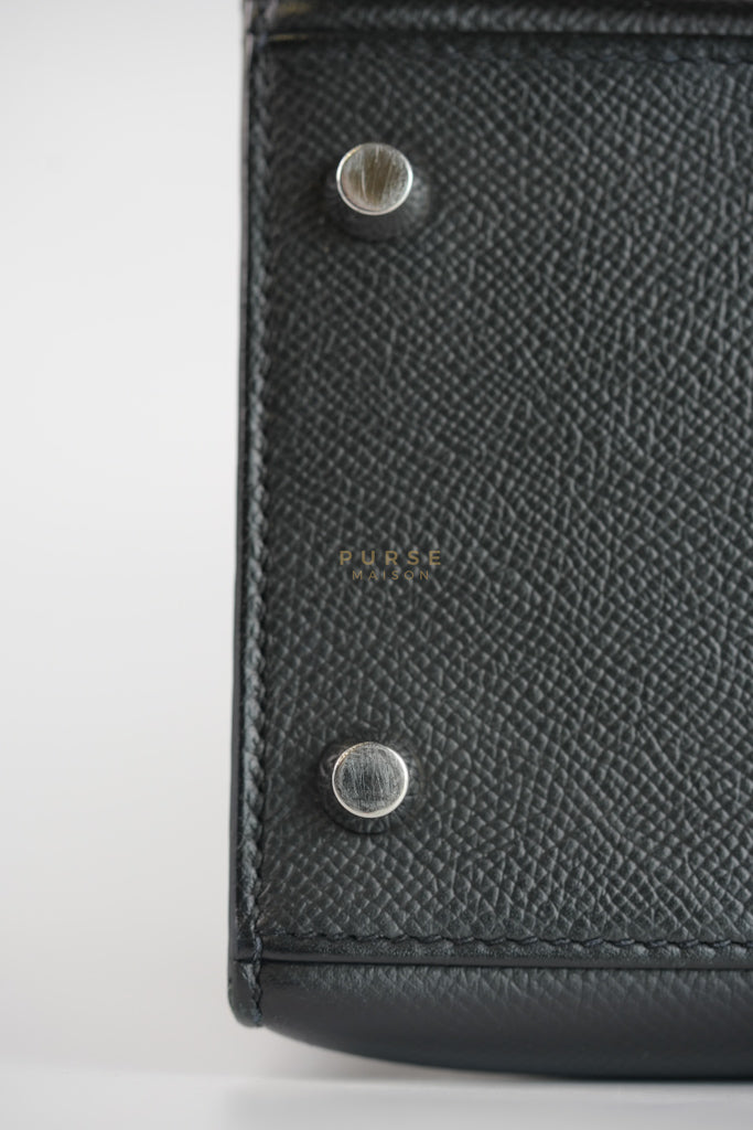 Kelly 28 Sellier in Black Epsom Leather and Palladium Hardware Stamp C (2018) | Purse Maison Luxury Bags Shop