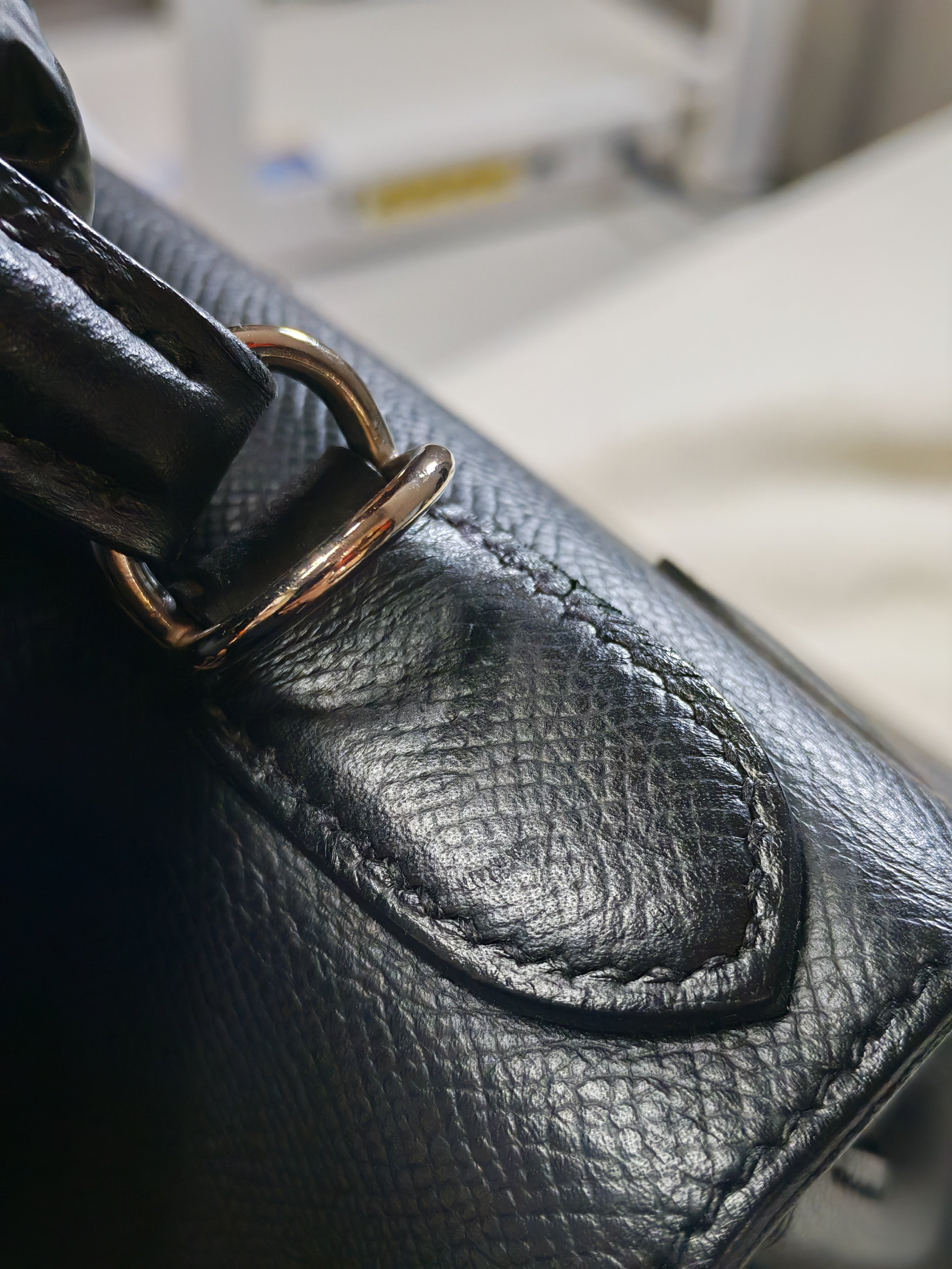 Kelly 28 Sellier in Black Epsom Leather and Palladium Hardware Stamp C (2018) | Purse Maison Luxury Bags Shop