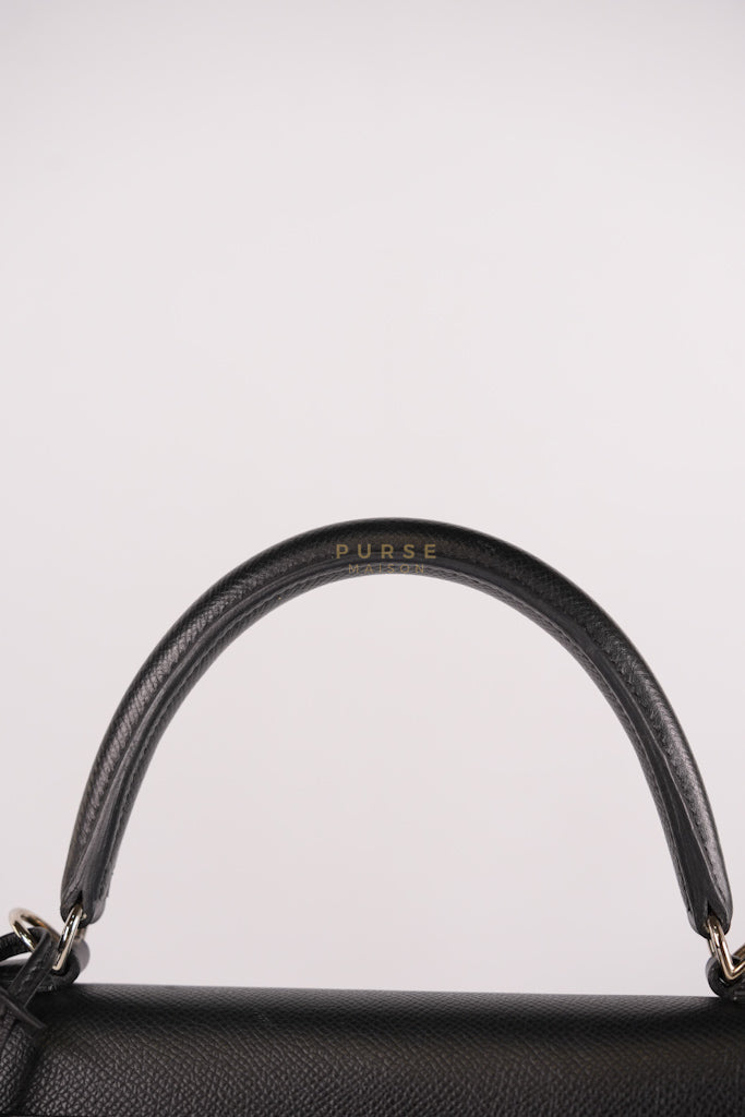 Kelly 28 Sellier in Black Epsom Leather and Palladium Hardware Stamp C (2018) | Purse Maison Luxury Bags Shop