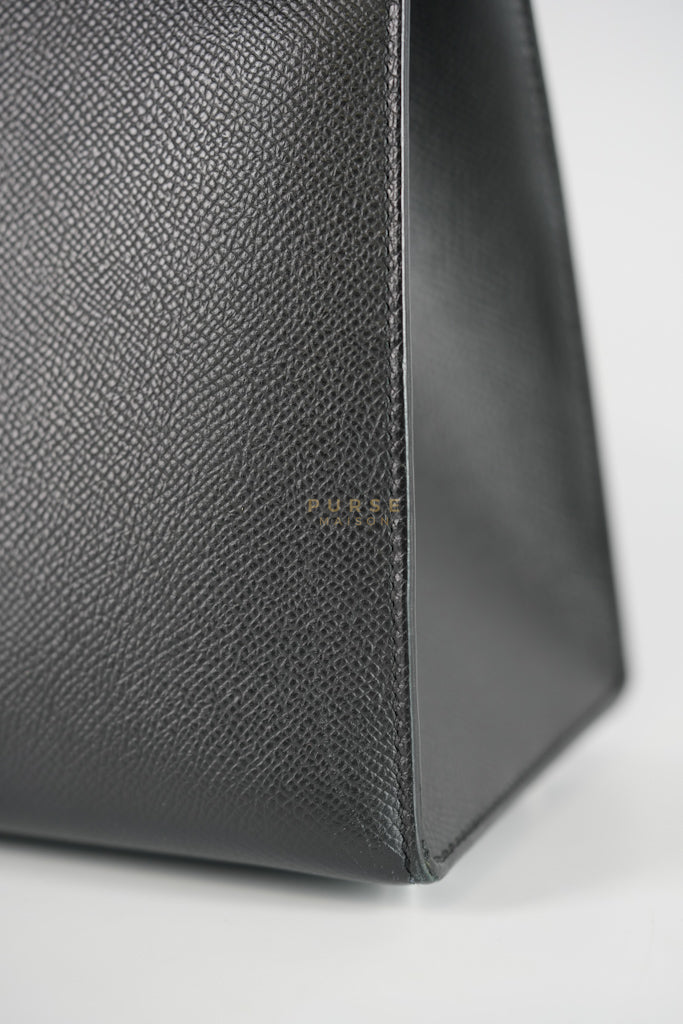 Kelly 28 Sellier in Black Epsom Leather and Palladium Hardware Stamp C (2018) | Purse Maison Luxury Bags Shop