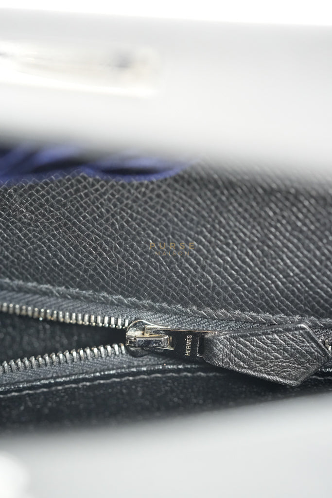 Kelly 28 Sellier in Black Epsom Leather and Palladium Hardware Stamp C (2018) | Purse Maison Luxury Bags Shop