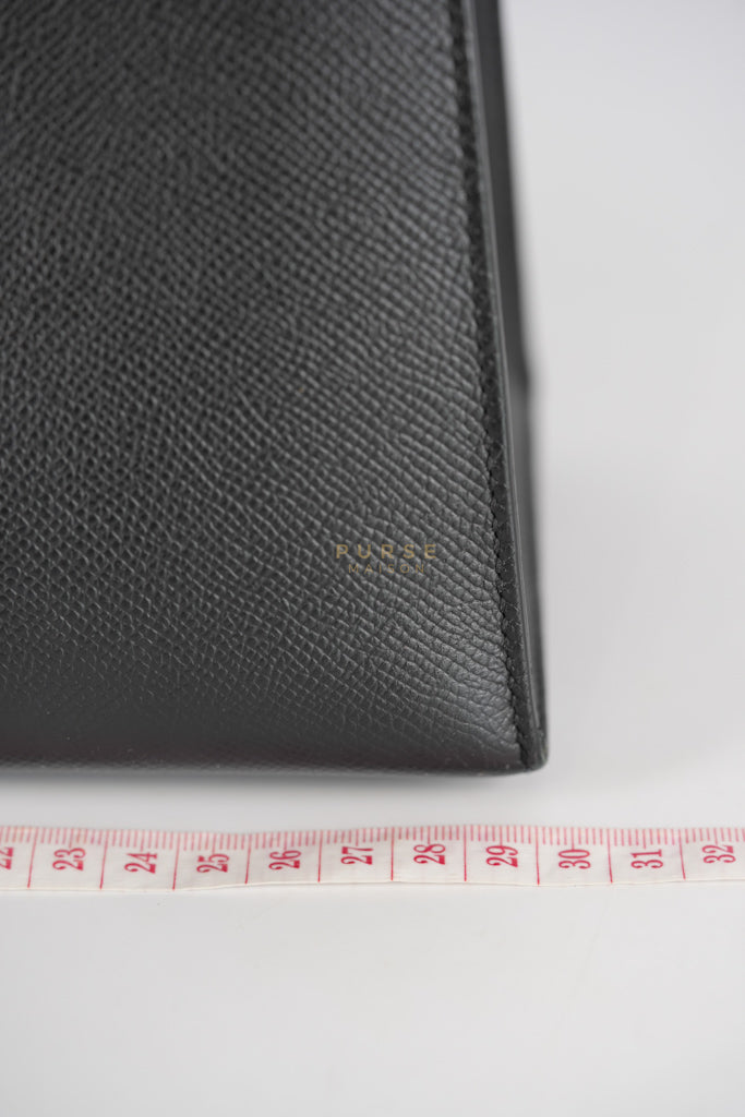 Kelly 28 Sellier in Black Epsom Leather and Palladium Hardware Stamp C (2018) | Purse Maison Luxury Bags Shop