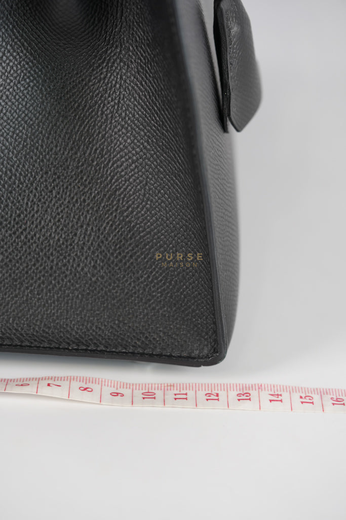 Kelly 28 Sellier in Black Epsom Leather and Palladium Hardware Stamp C (2018) | Purse Maison Luxury Bags Shop