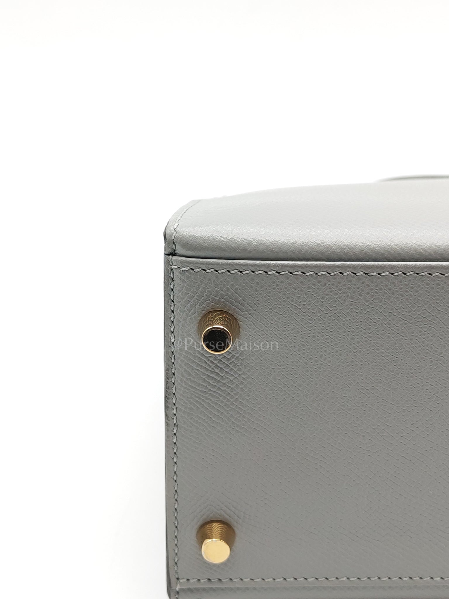 Kelly 28 Sellier in Bleu Glacier Epsom Leather and Gold Hardware Stamp C (2018) | Purse Maison Luxury Bags Shop