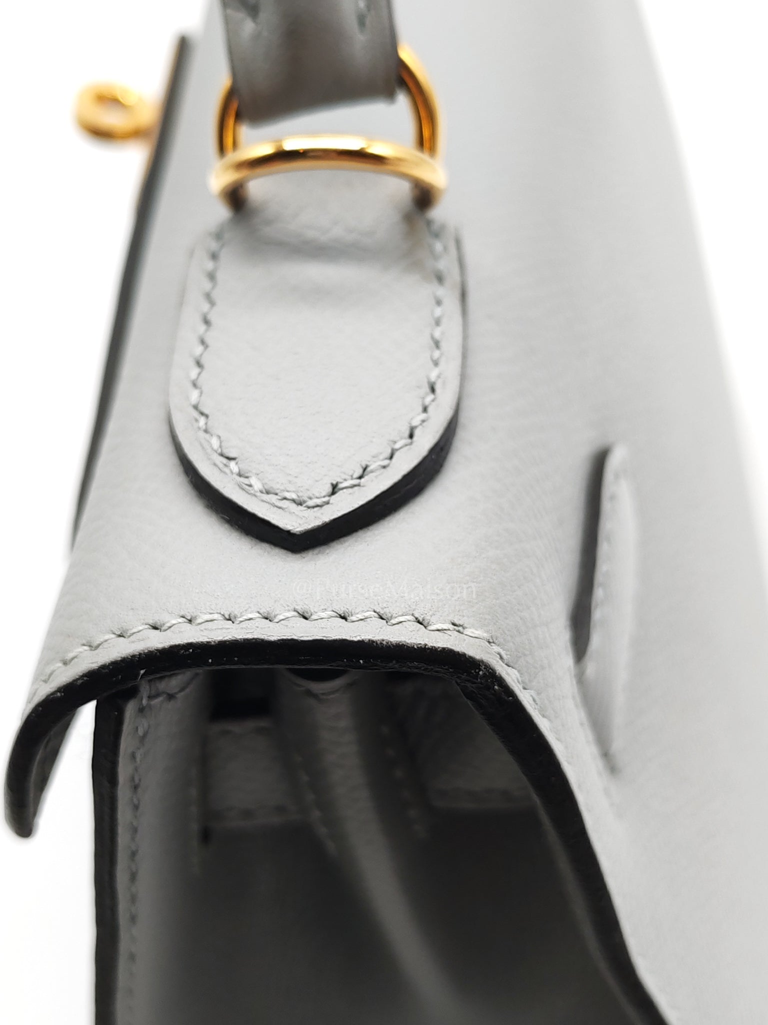 Kelly 28 Sellier in Bleu Glacier Epsom Leather and Gold Hardware Stamp C (2018) | Purse Maison Luxury Bags Shop