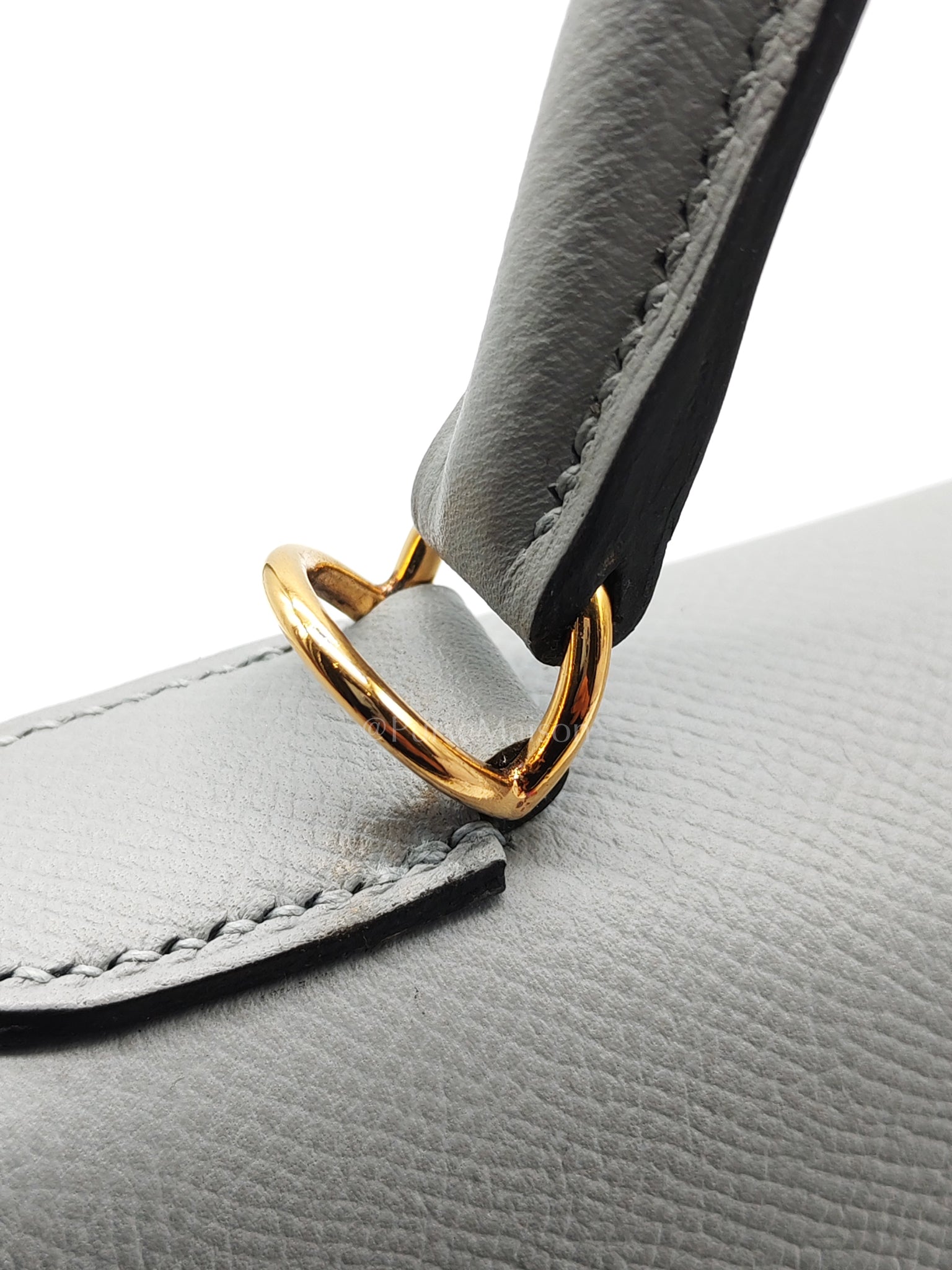 Kelly 28 Sellier in Bleu Glacier Epsom Leather and Gold Hardware Stamp C (2018) | Purse Maison Luxury Bags Shop
