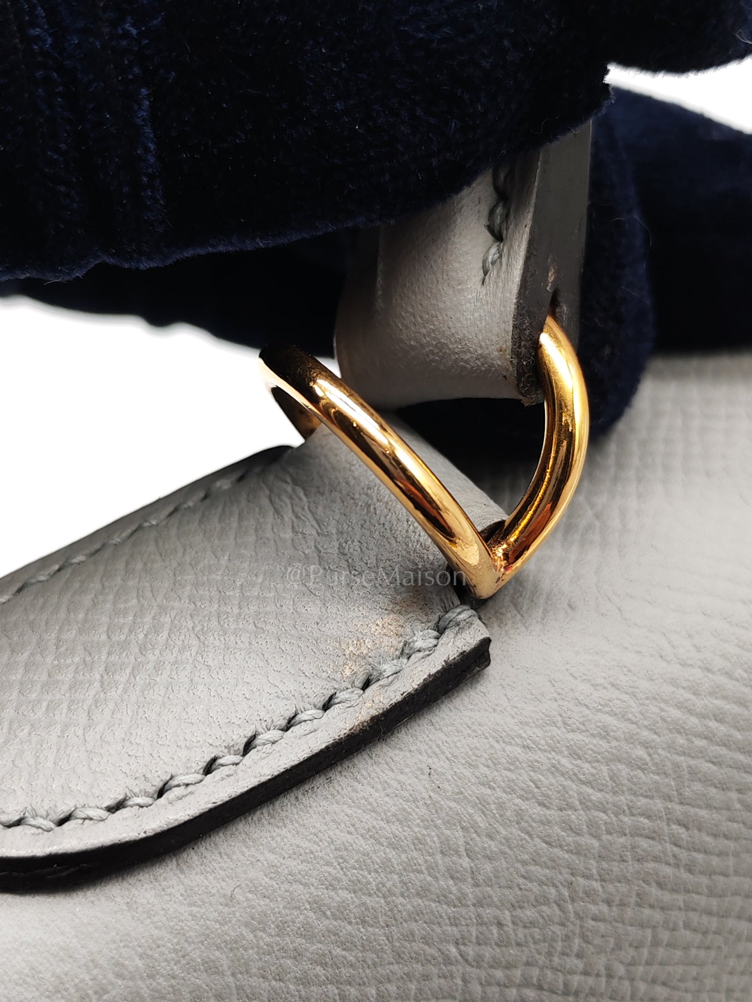Kelly 28 Sellier in Bleu Glacier Epsom Leather and Gold Hardware Stamp C (2018) | Purse Maison Luxury Bags Shop