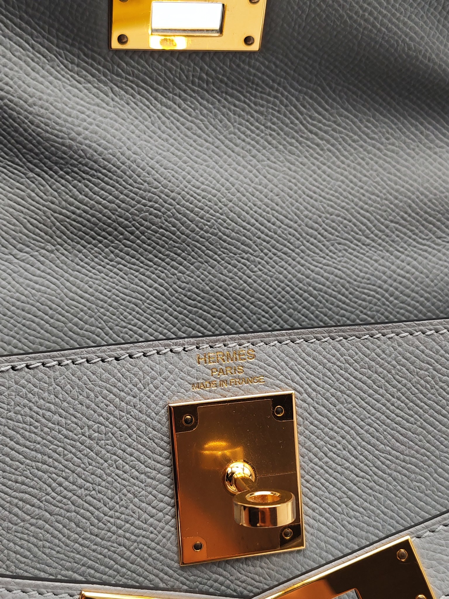 Kelly 28 Sellier in Bleu Glacier Epsom Leather and Gold Hardware Stamp C (2018) | Purse Maison Luxury Bags Shop