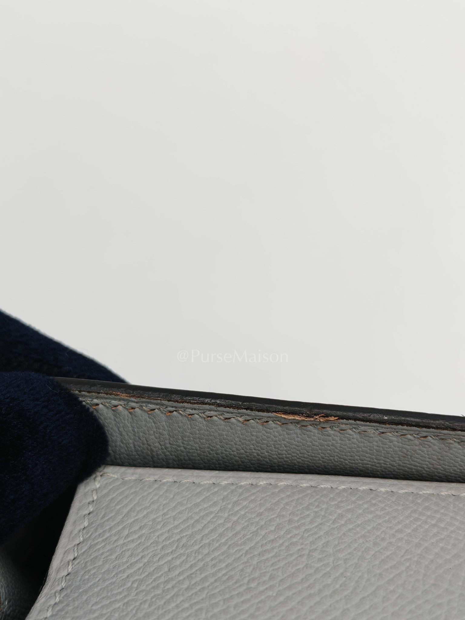 Kelly 28 Sellier in Bleu Glacier Epsom Leather and Gold Hardware Stamp C (2018) | Purse Maison Luxury Bags Shop