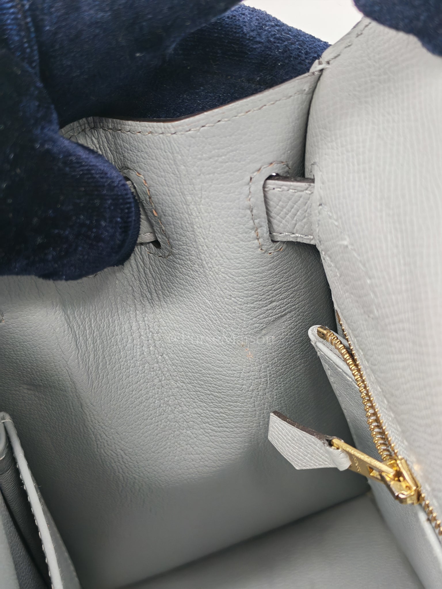 Kelly 28 Sellier in Bleu Glacier Epsom Leather and Gold Hardware Stamp C (2018) | Purse Maison Luxury Bags Shop