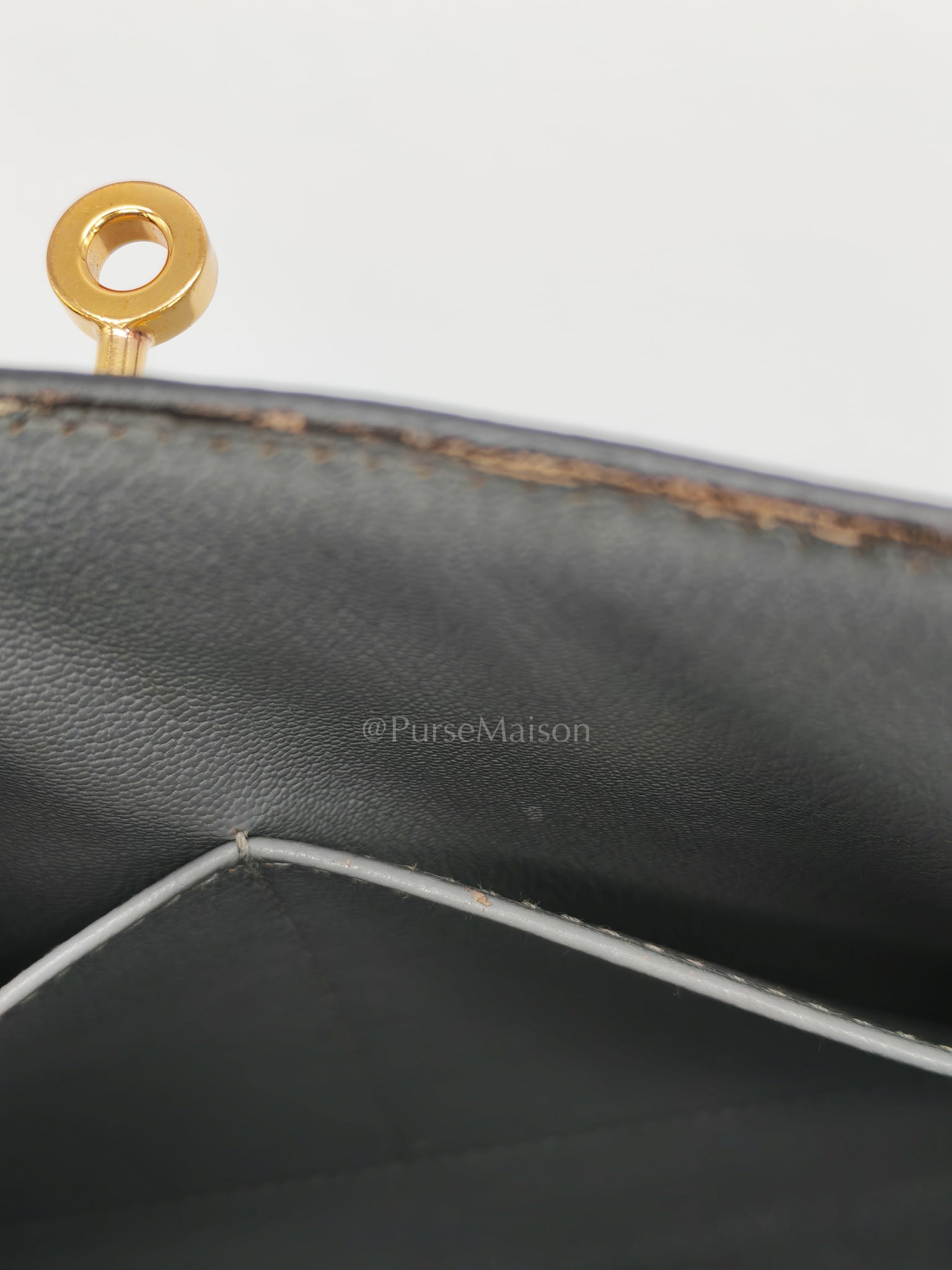 Kelly 28 Sellier in Bleu Glacier Epsom Leather and Gold Hardware Stamp C (2018) | Purse Maison Luxury Bags Shop