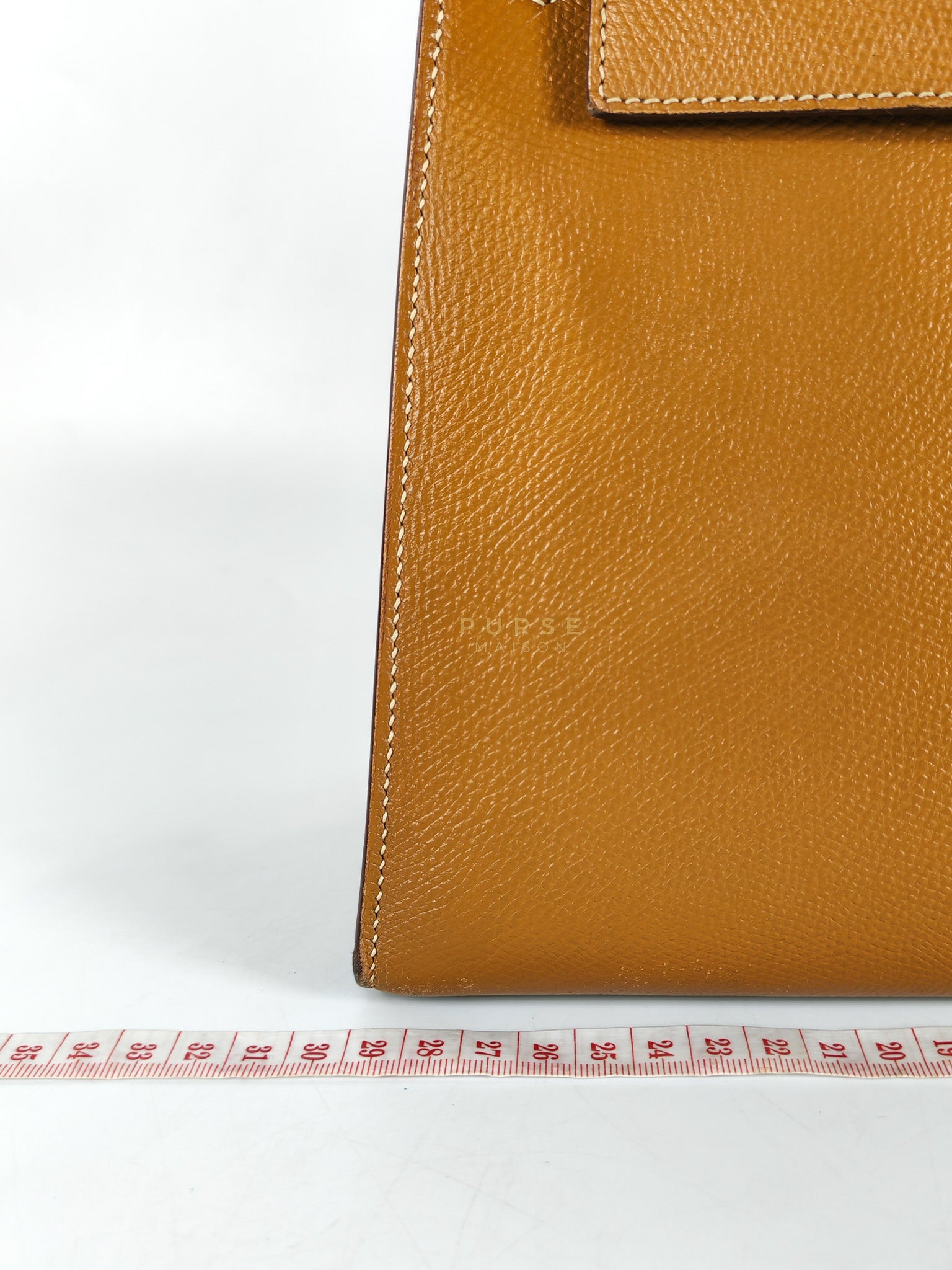 Kelly 28 Sellier in Gold Epsom Leather Gold Hardware Stamp W Circle(1993) | Purse Maison Luxury Bags Shop