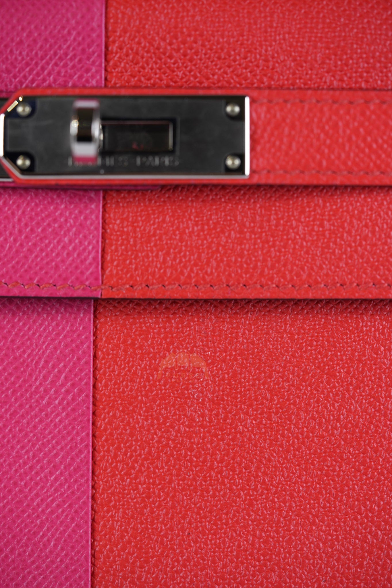 Kelly 28 Sellier in Rouge Coeur/Rose Extreme/Blue Zanzibar Epsom Leather and Palladium Hardware Stamp Z (2021) | Purse Maison Luxury Bags Shop