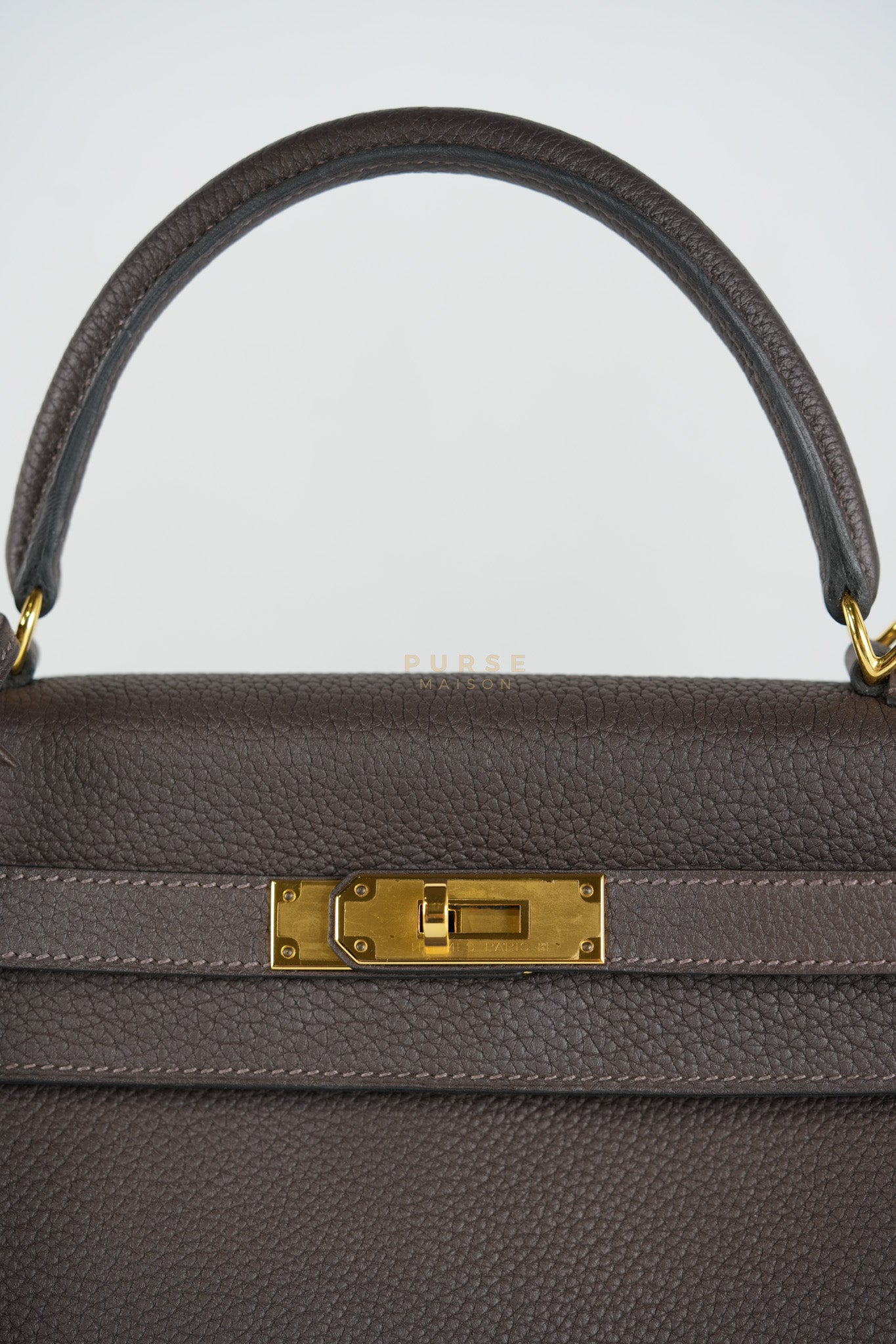 Kelly 32 Chocolate Togo Leather Gold Hardware Stamp D (2019) | Purse Maison Luxury Bags Shop